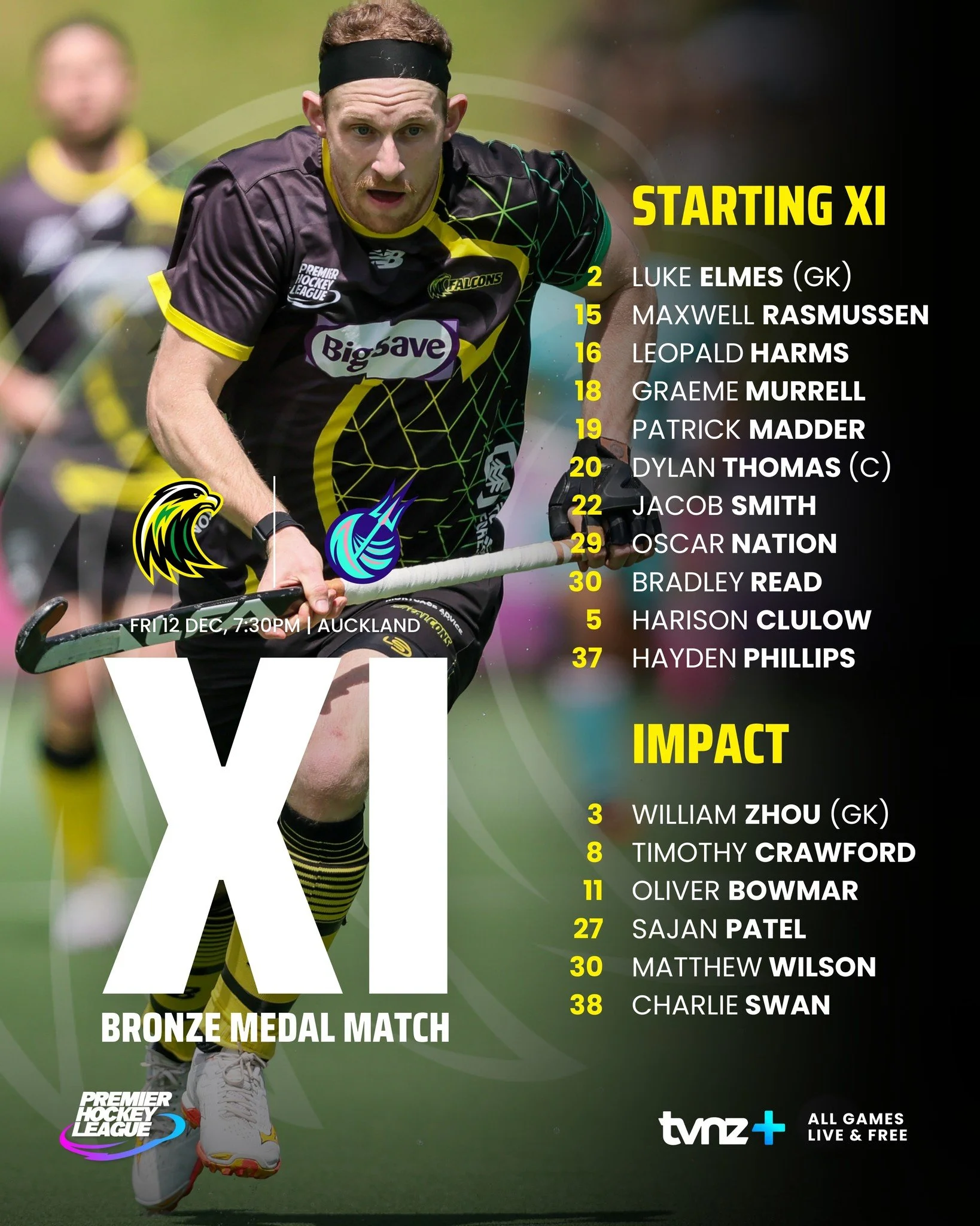 Locked in for tonight. 🔒

Our Starting XI is set as the Falcons take the turf in the Bronze Medal Match this evening against the Tridents.

One last push. One last battle. 🦅