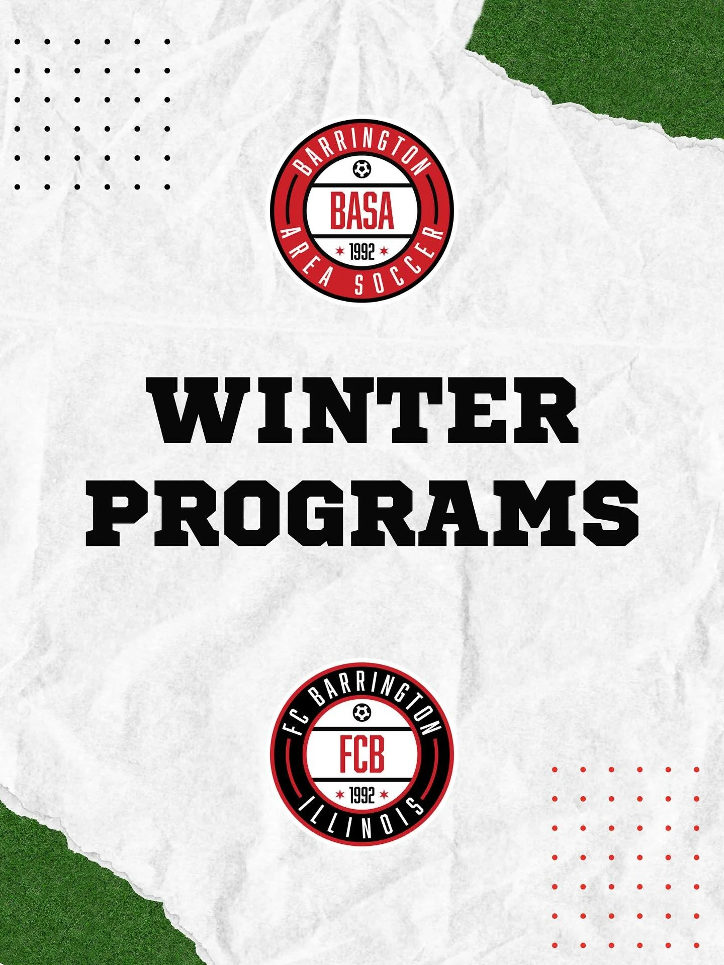 Registration for our BASA &amp; FC Barrington winter programs, leagues, &amp; clinics is now open!! 

All indoor programs have limited space, so be sure to sign your player up today using the link in our bio!