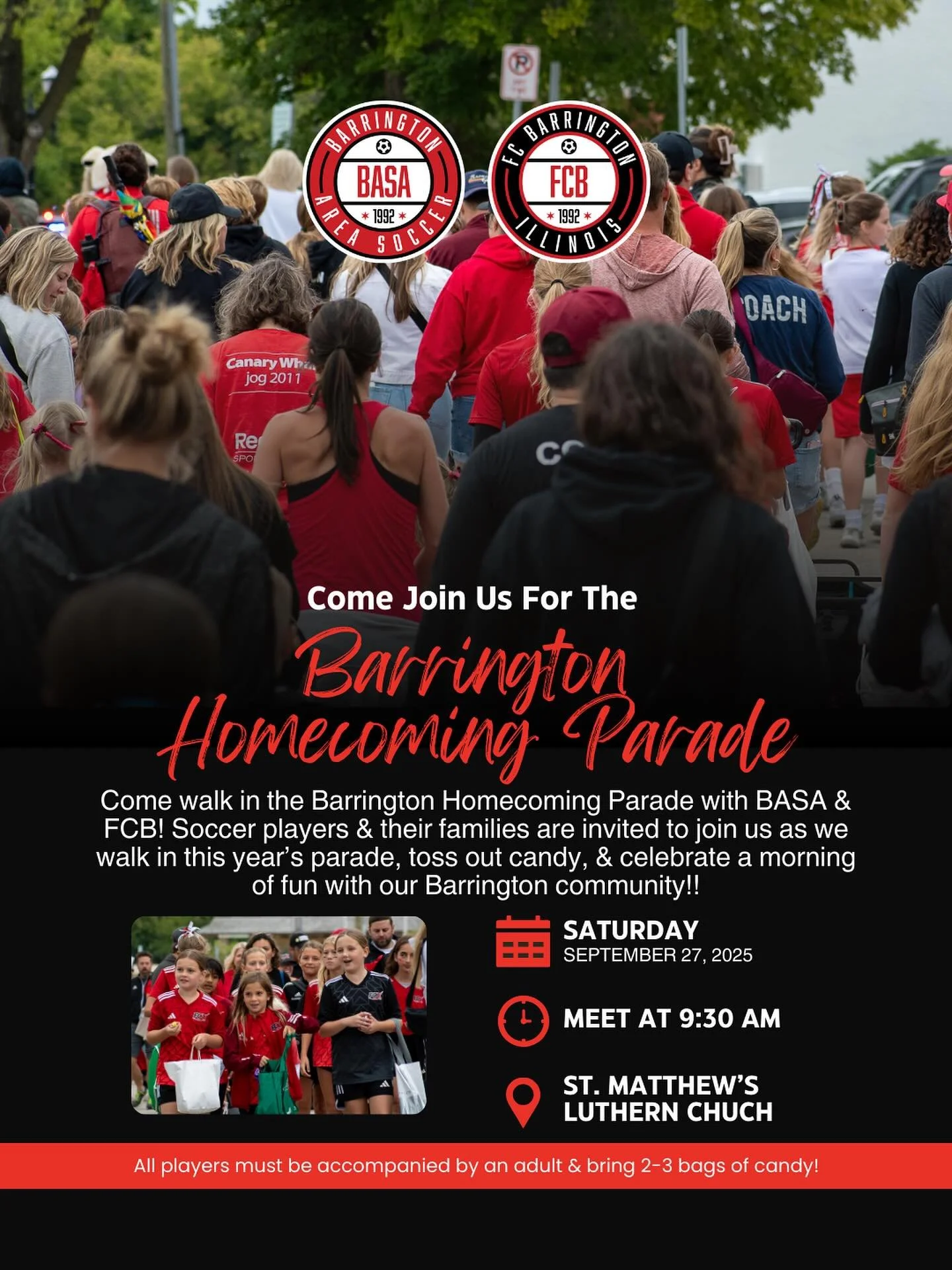 Last call to join us for the Barrington Homecoming Parade on Saturday!!

Be sure to register using the link in our bio &amp; we can&rsquo;t wait to see you all then!