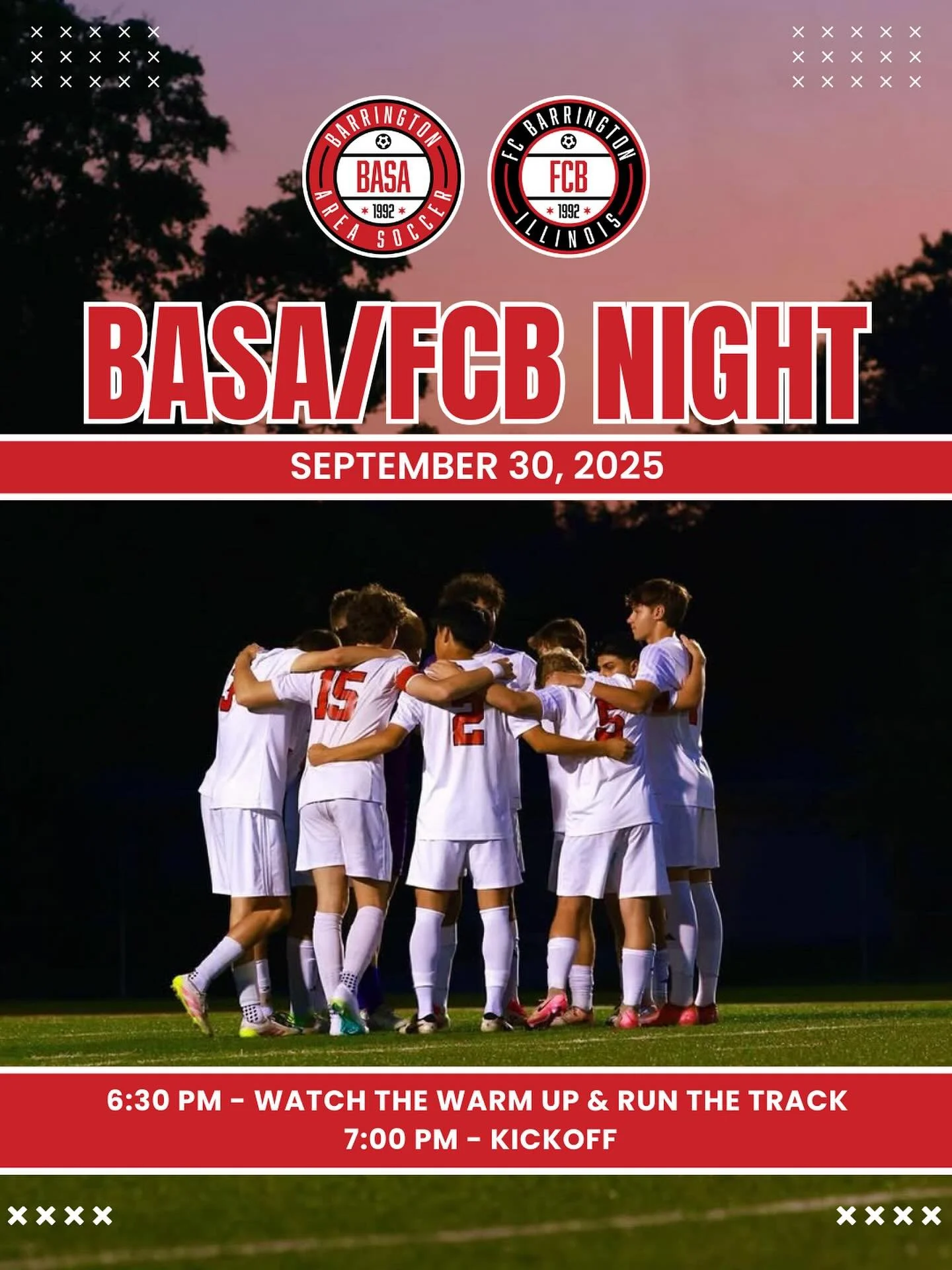 All of our teams will be taking the evening off tomorrow so throw on your best red attire &amp; come join us as we cheer on the Broncos! 

Join us pregame to catch the warm up &amp; walk the track then be sure to stick around for the halftime fun too
