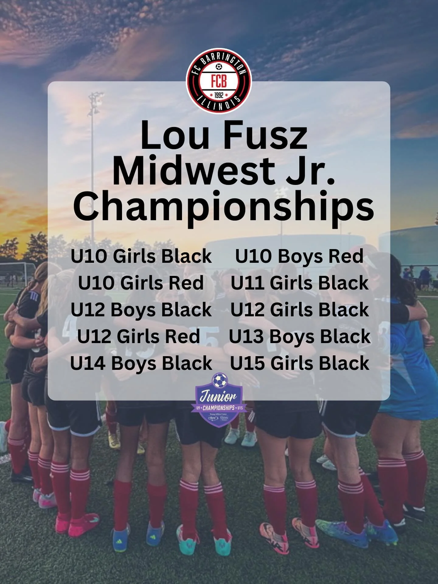 Best of luck to all of our teams headed to St. Louis this weekend! Play hard, have fun, &amp; go FCB!!