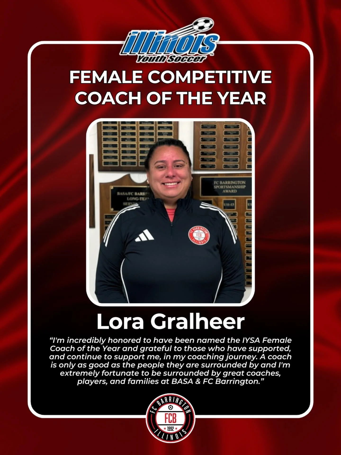 Congratulations to Coach Lora on being named the IYSA Female Competitive Coach of the Year!!