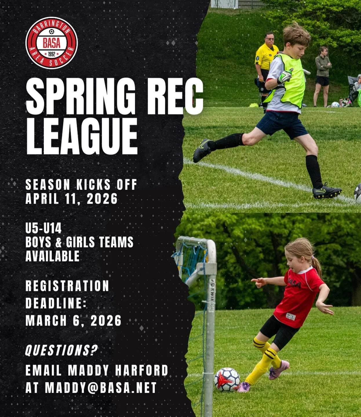 Spring Recreational registration is closing soon!! 

Click the link in our bio to learn more &amp; join in the fun this spring!