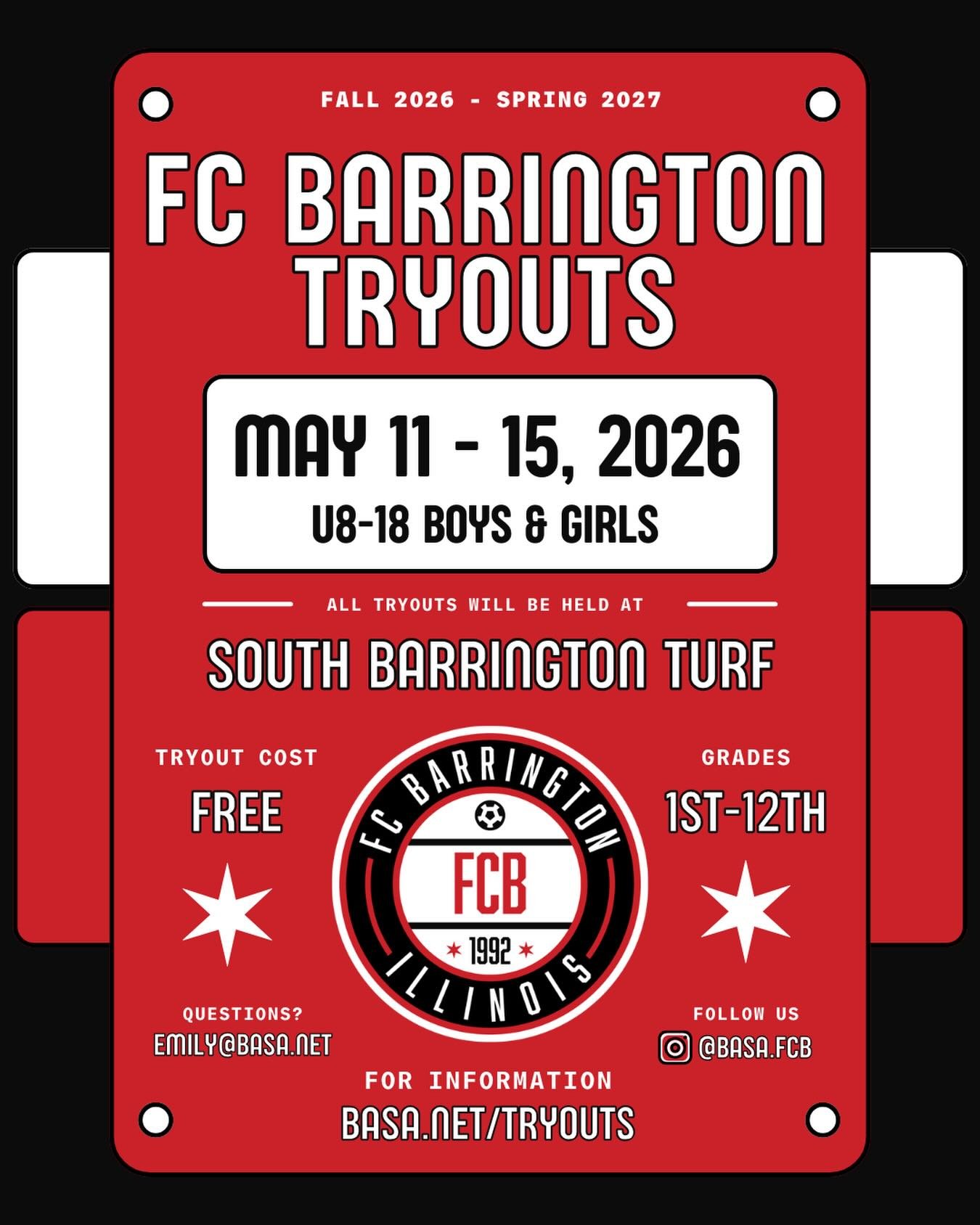 FC Barrington Tryout Registration is now live!!

Click the link in our bio to sign up today for a chance to join our one of our FCB teams this fall!