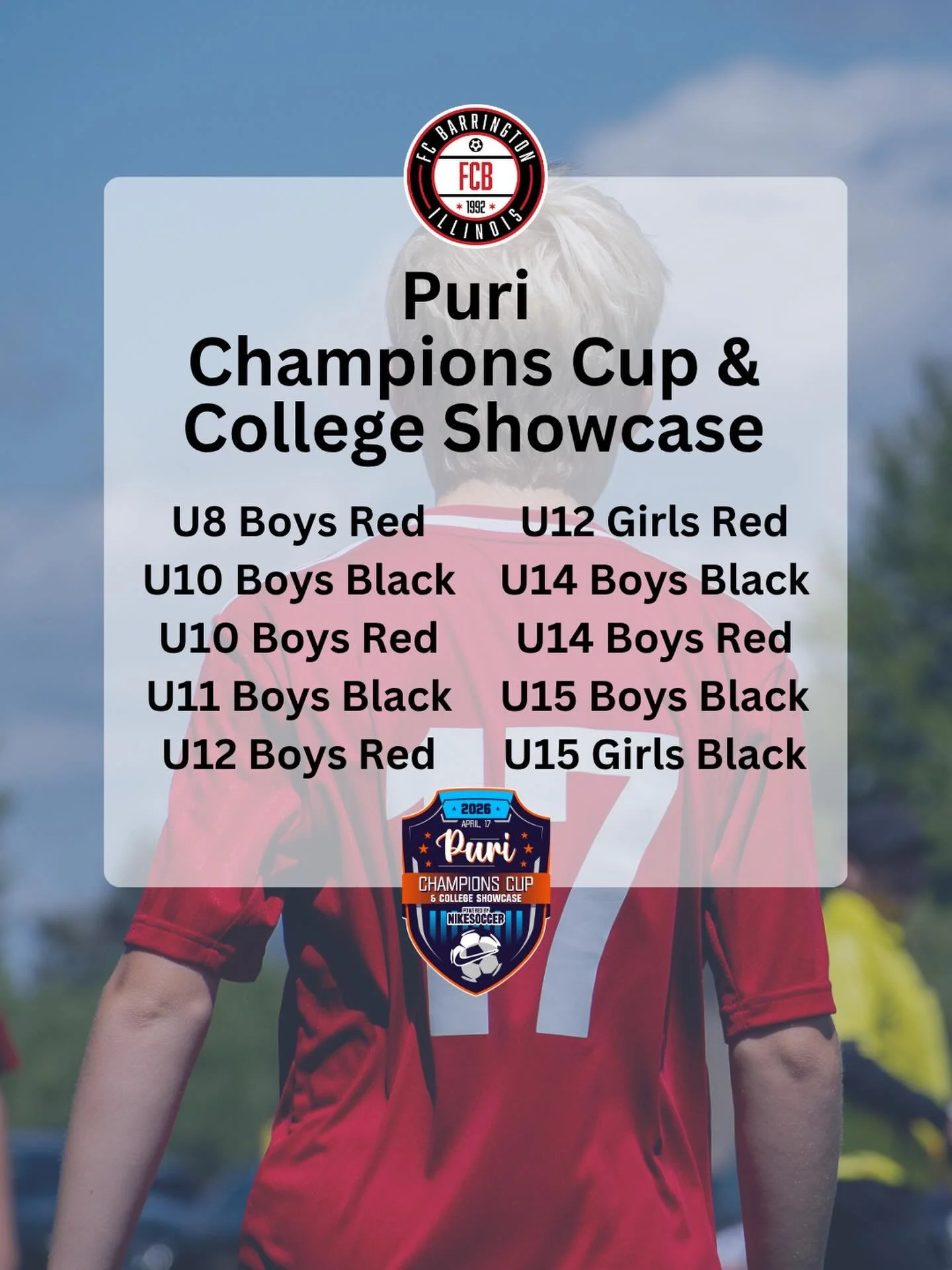Best of luck to all of our teams headed to Rockford for the Puri Champions Cup &amp; College Showcase this weekend!
