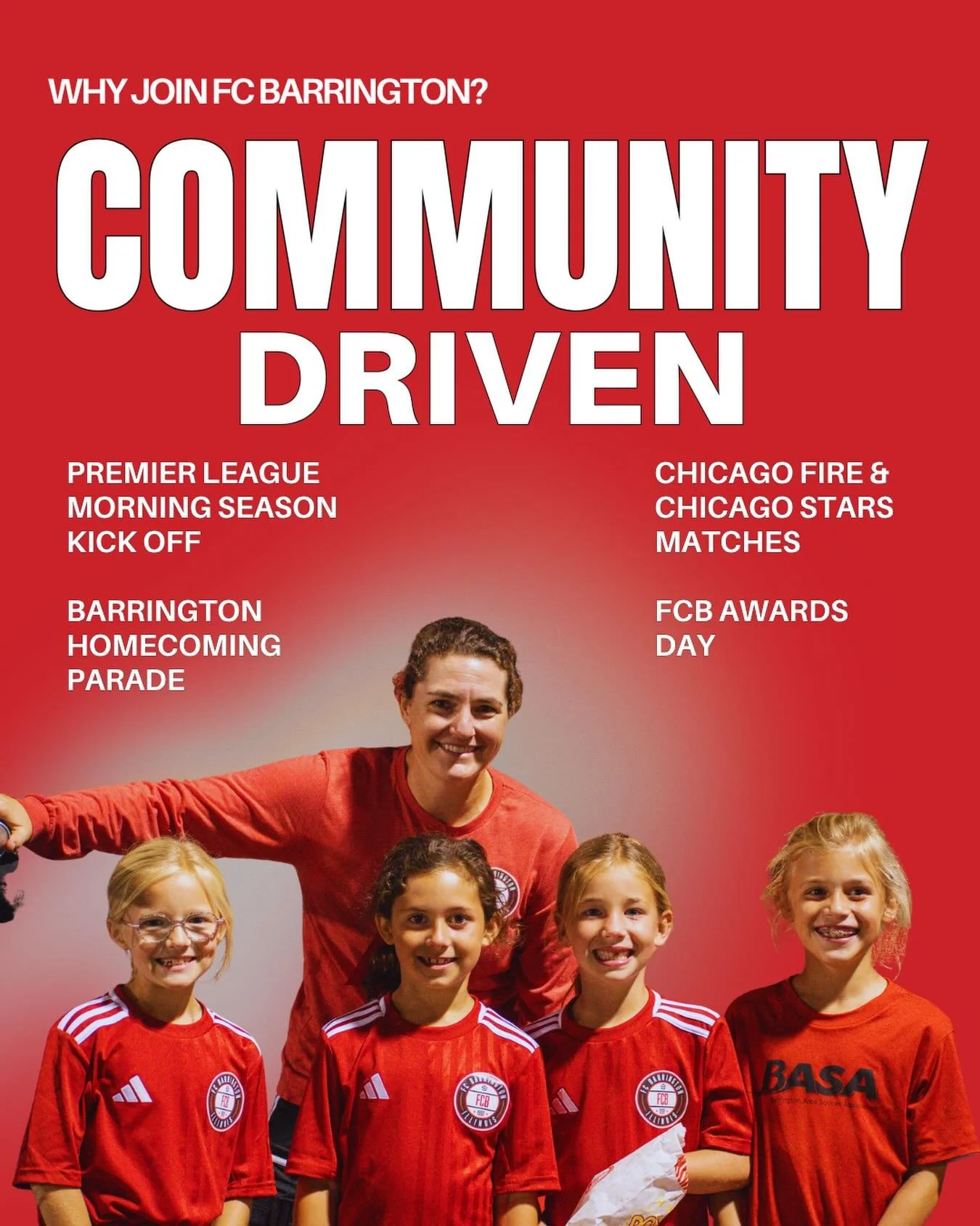 Being on one of our FC Barrington teams means being a part of something bigger. We invest time both on &amp; off the field in making our players feel welcomed, appreciated, and supported in all that they do.

Click the link in our bio to register for