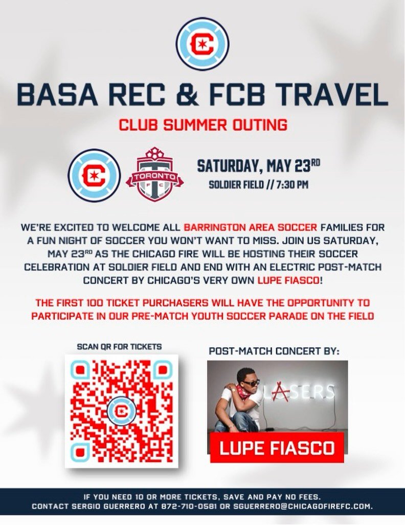 We&rsquo;re under a week away from BASA/FCB club outing at the Chicago Fire match!!

There&rsquo;s still time to snag tickets using the link in our bio &amp; we can&rsquo;t wait to see you all at Solider Field on Saturday!