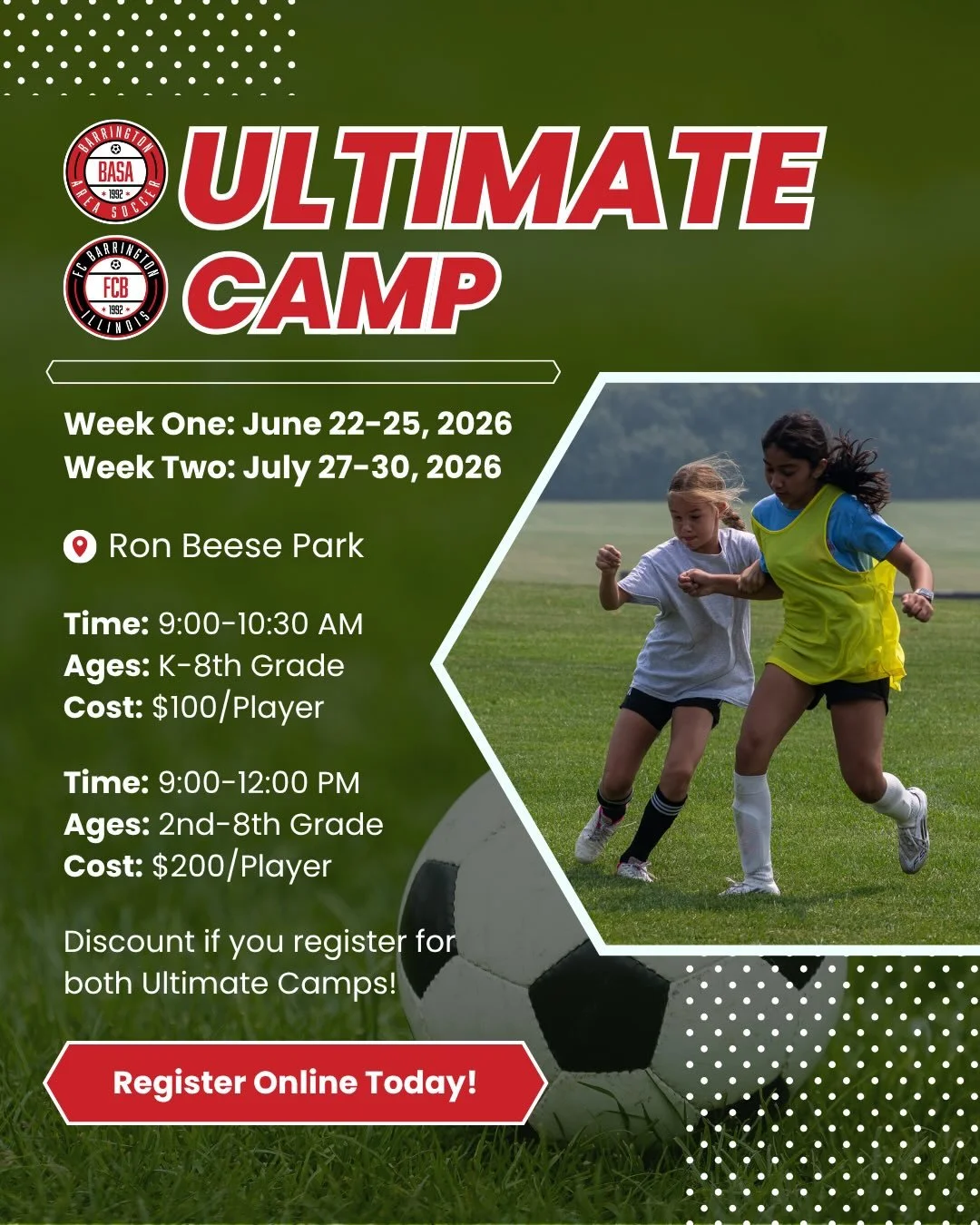 Summer is nearly here &amp; we&rsquo;ve got a full slate of BASA &amp; FCB camps for players to enjoy!!

Learn more &amp; register today using the link in our bio!