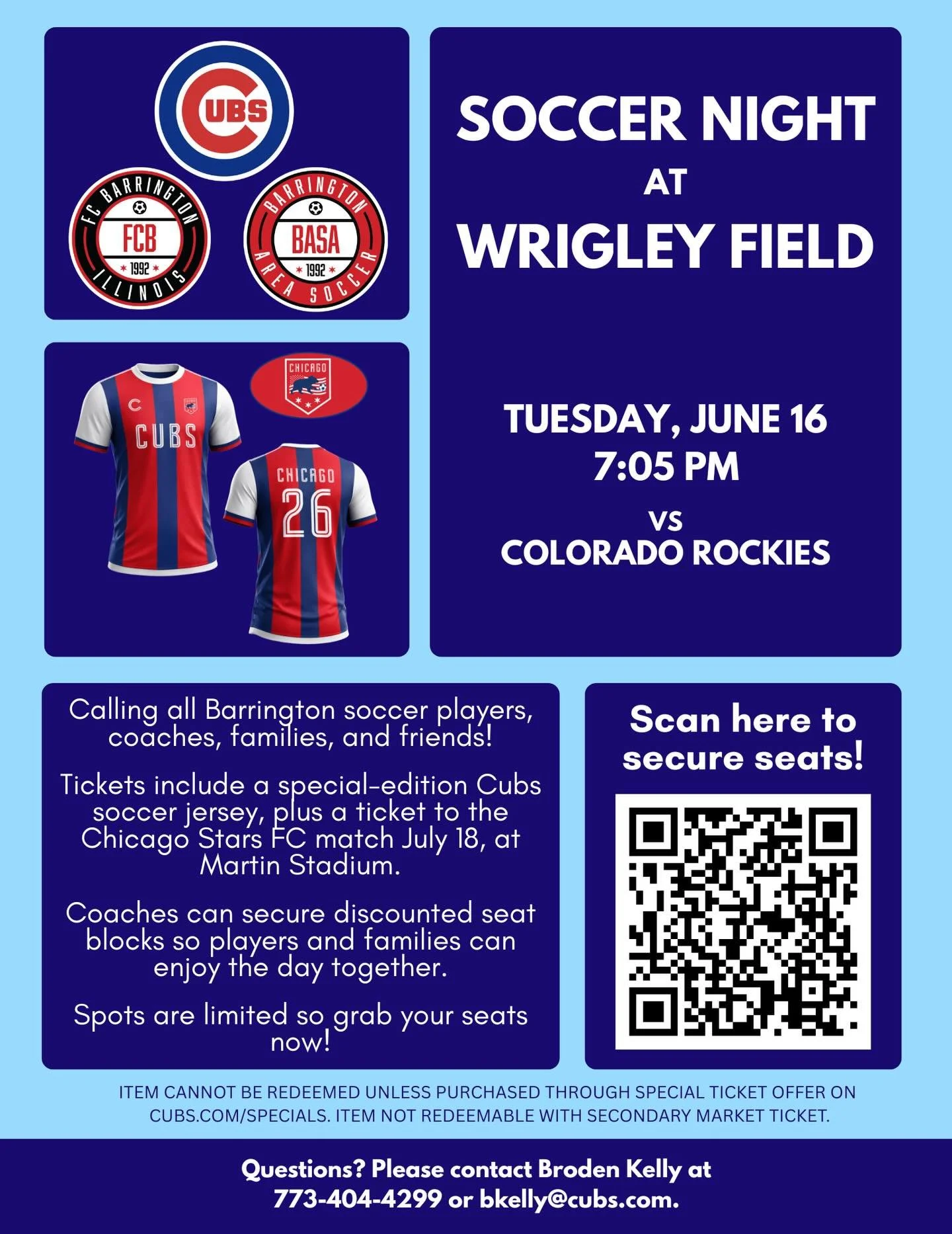 It&rsquo;s not too late to snag your ticket for the Cubs Soccer Night game on June 16th!! Snag your ticket today using the link in our bio!