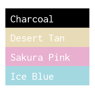 Ffarbpalette A1 Stiftehalter: Charcoal, Ice Blue, Desert Tan, Sakura Pink