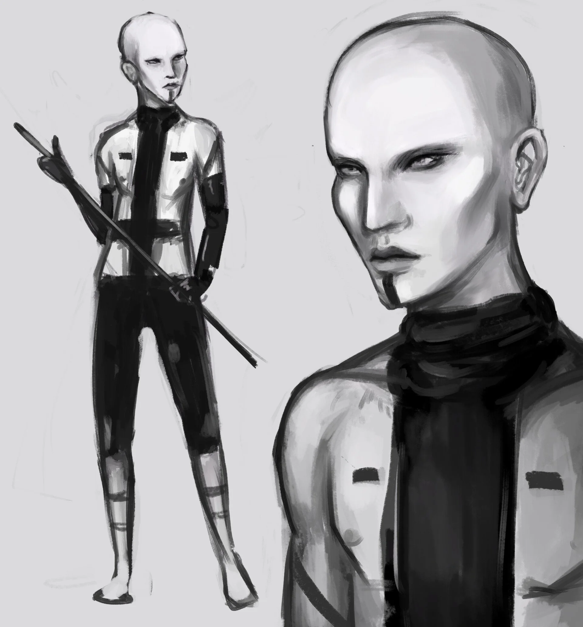 Genderless sci-fi warrior concept