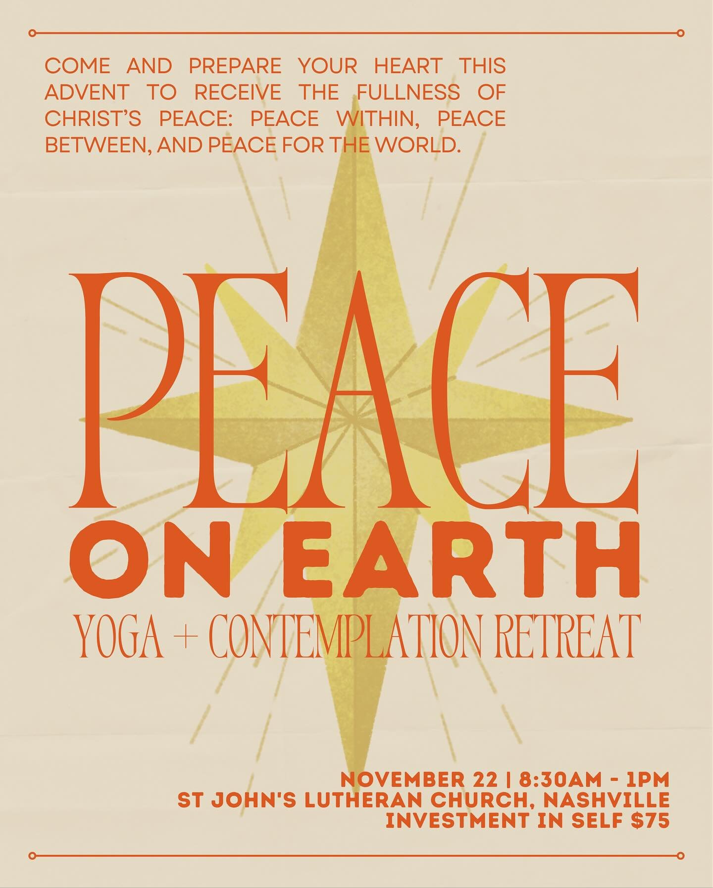 FRIENDS โจ Kimee of @sacredrhythmsyoga and I are hosting our second advent half-day yoga & contemplation retreat!
This year, we are diving into a theme I absolutely LOVE— PEACE ๐
Riffing off of the ‘Peace on Earth’ event I hel