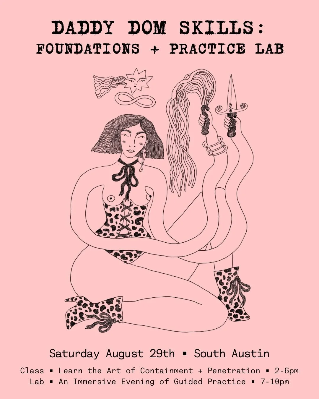 Our next round of Daddy Dom Skills is coming up on August 29th! This is a special full day edition that includes the foundations class + a practice lab. 

New to Daddy Dom Skills?
Join us for the Foundations Class with the option to stay for the Prac