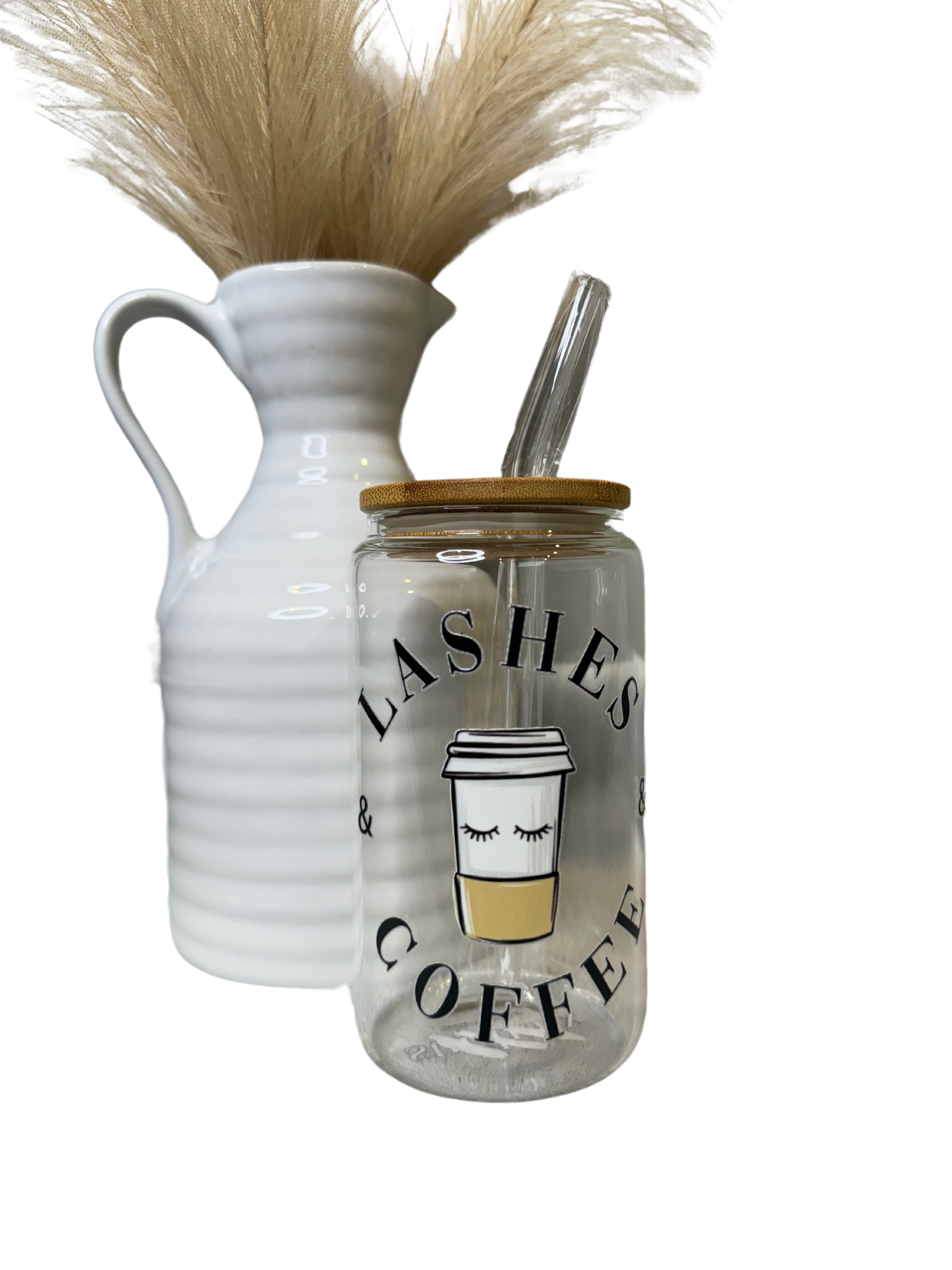 "Lashes & Coffee" Glass Tumbler