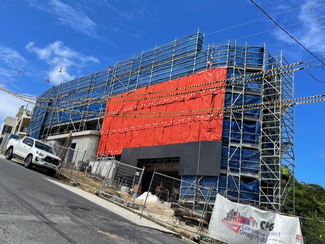      
  
    Pouring of the roof on 20th March marked a major milestone - completion of the building’s structure.  Internal construction is under way and plumbing, electrical and fire services fittings are all in progress.  Building completion is sc