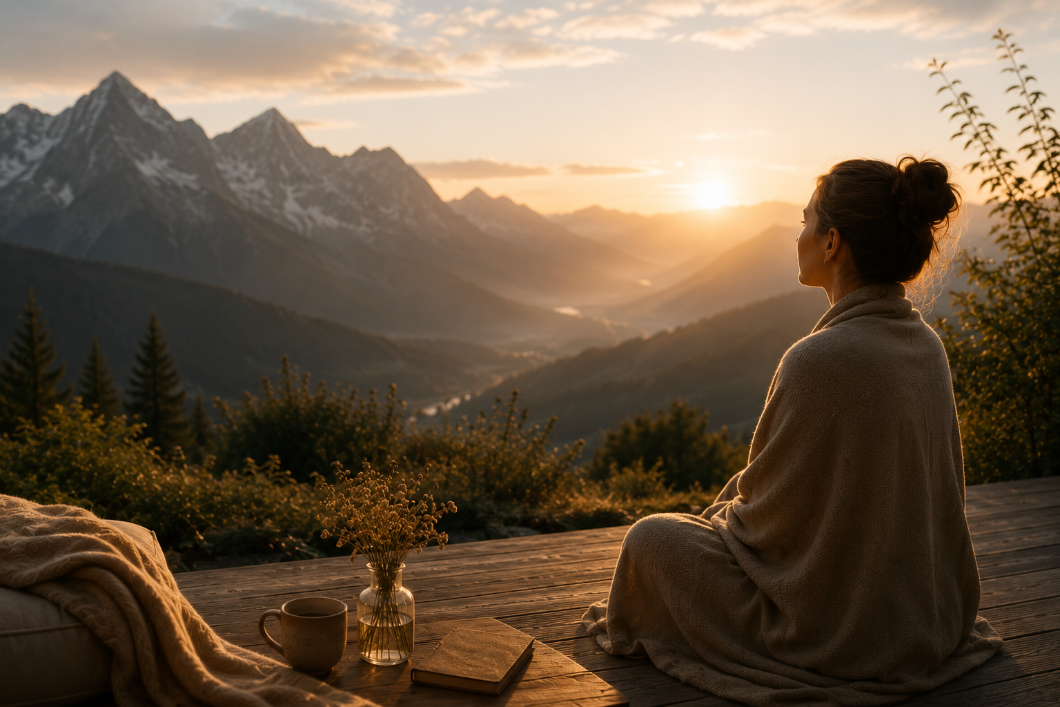 Moment de calme pendant une retraite SunSoulCare en Valais