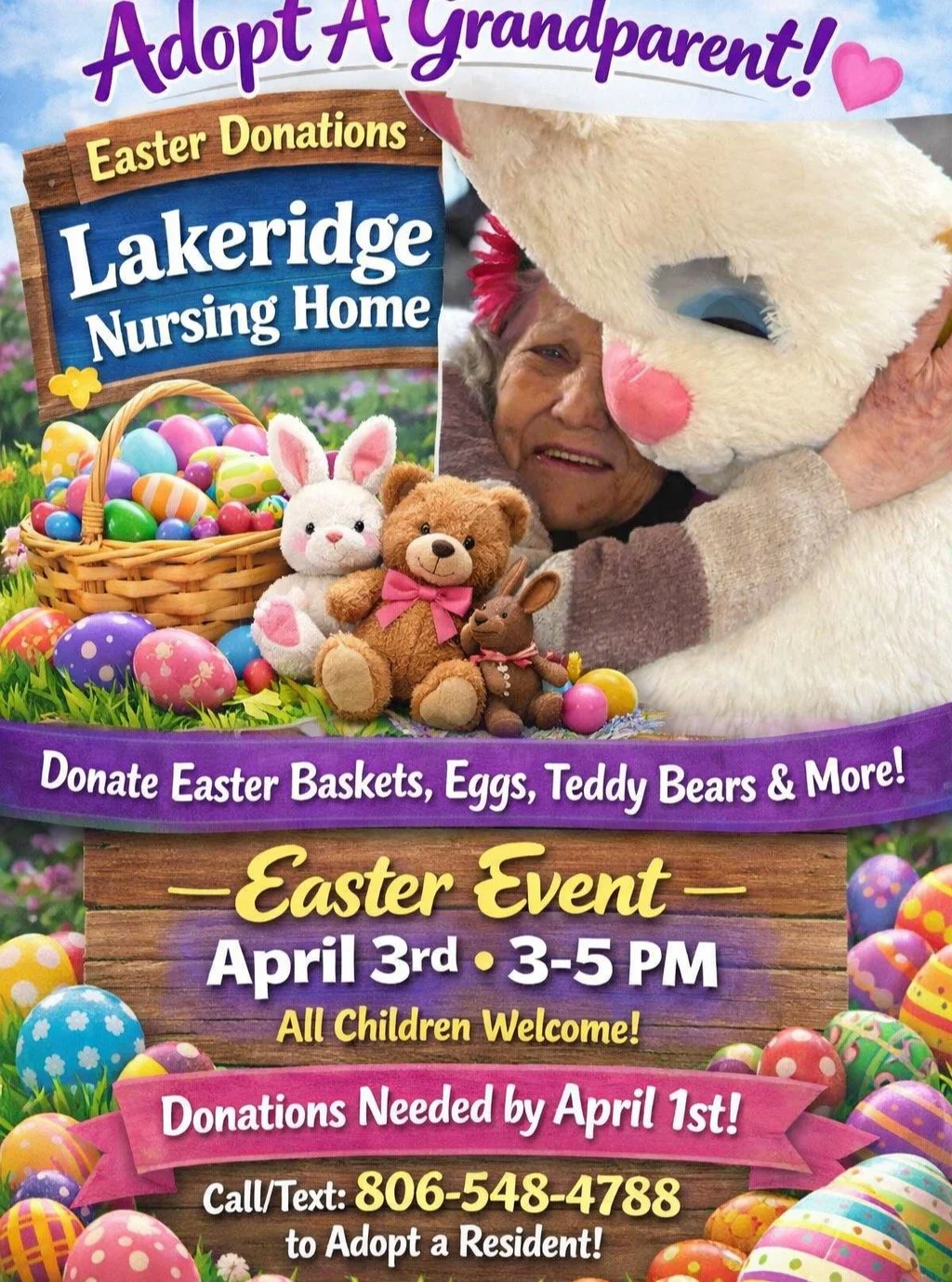 💜🐰 Lubbock, let&rsquo;s make Easter special for our seniors! 🐰💜
West Texas Training is partnering with Lakeridge Nursing Home for our Adopt-A-Grandparent Easter Program, and we need the help of our amazing community.
Many residents don&rsquo;t ha