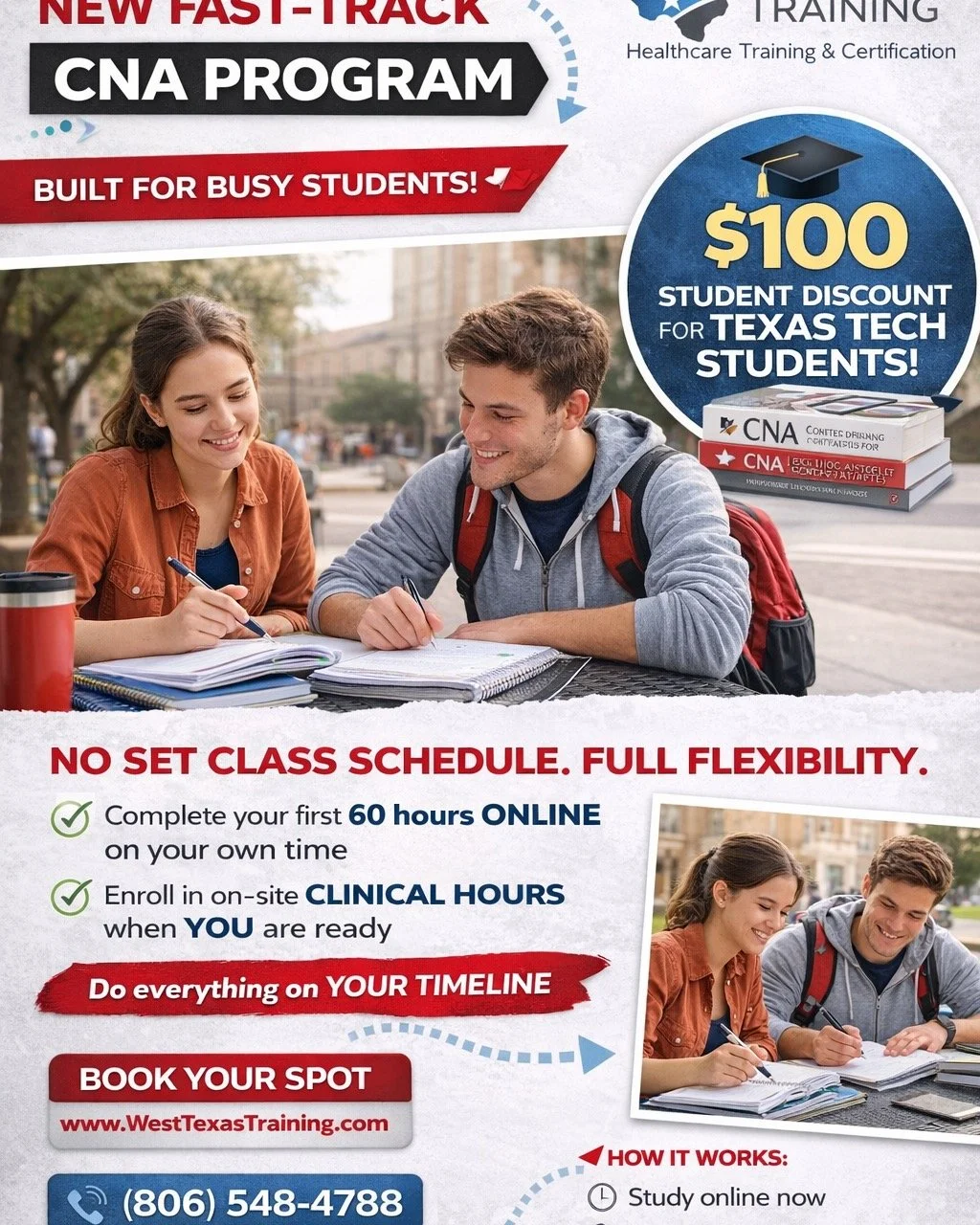 🚨 NEW FAST-TRACK CNA PROGRAM &ndash; BUILT FOR BUSY STUDENTS! 🚨
Trying to balance school, work, and life? We&rsquo;ve made it easier than ever to start your healthcare journey 💙
✨ Introducing our NEW Fast-Track Nurse Aide Training at West Texas Tr