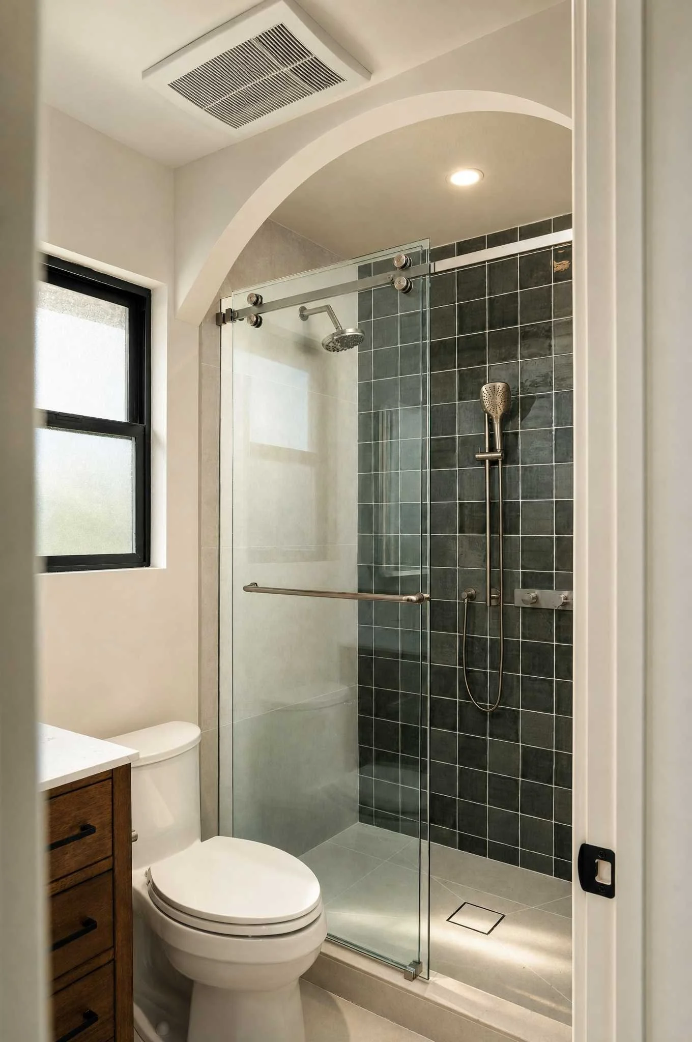 arched shower