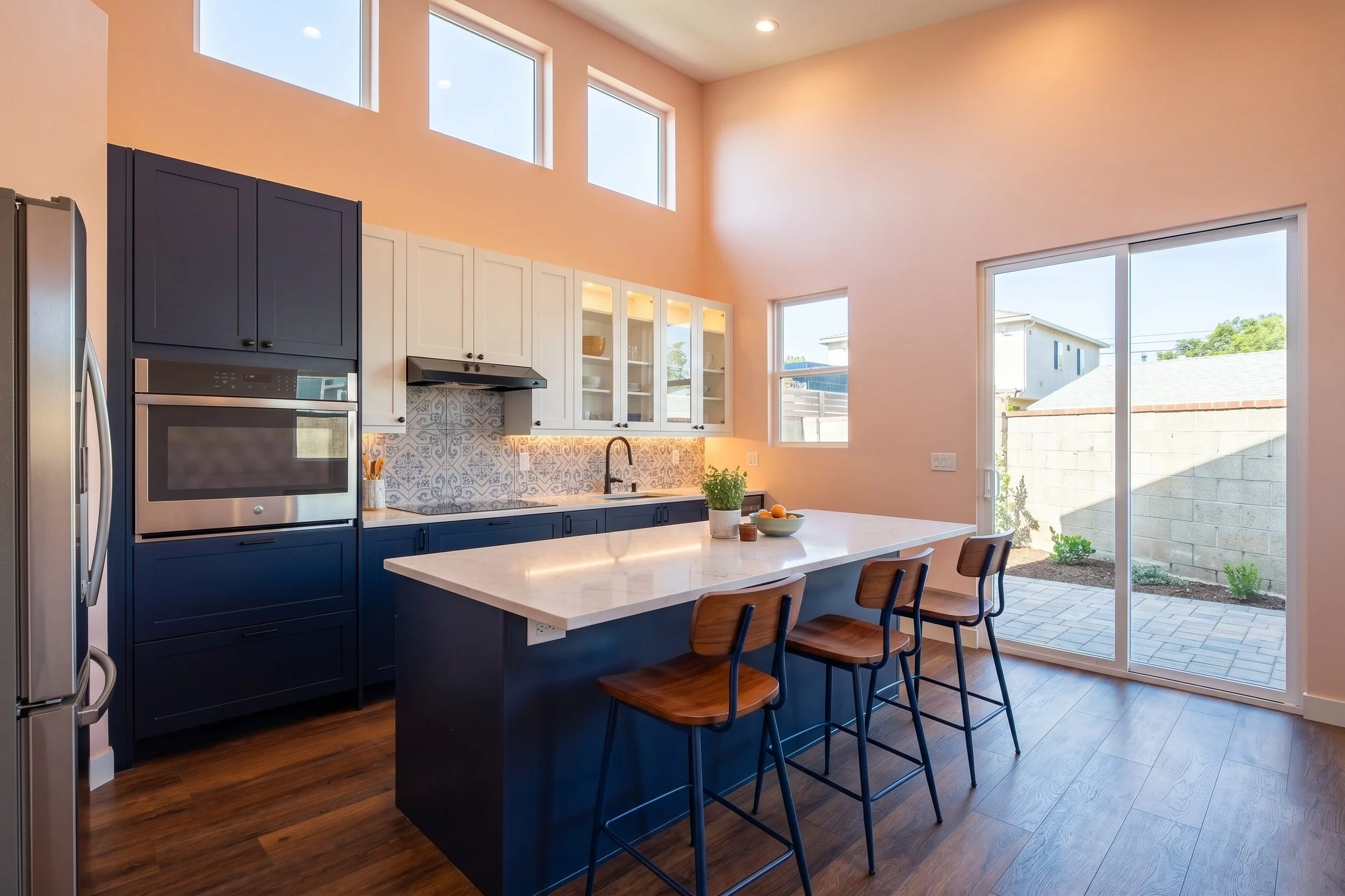 Blue kitchen photo with pink walls.jpg