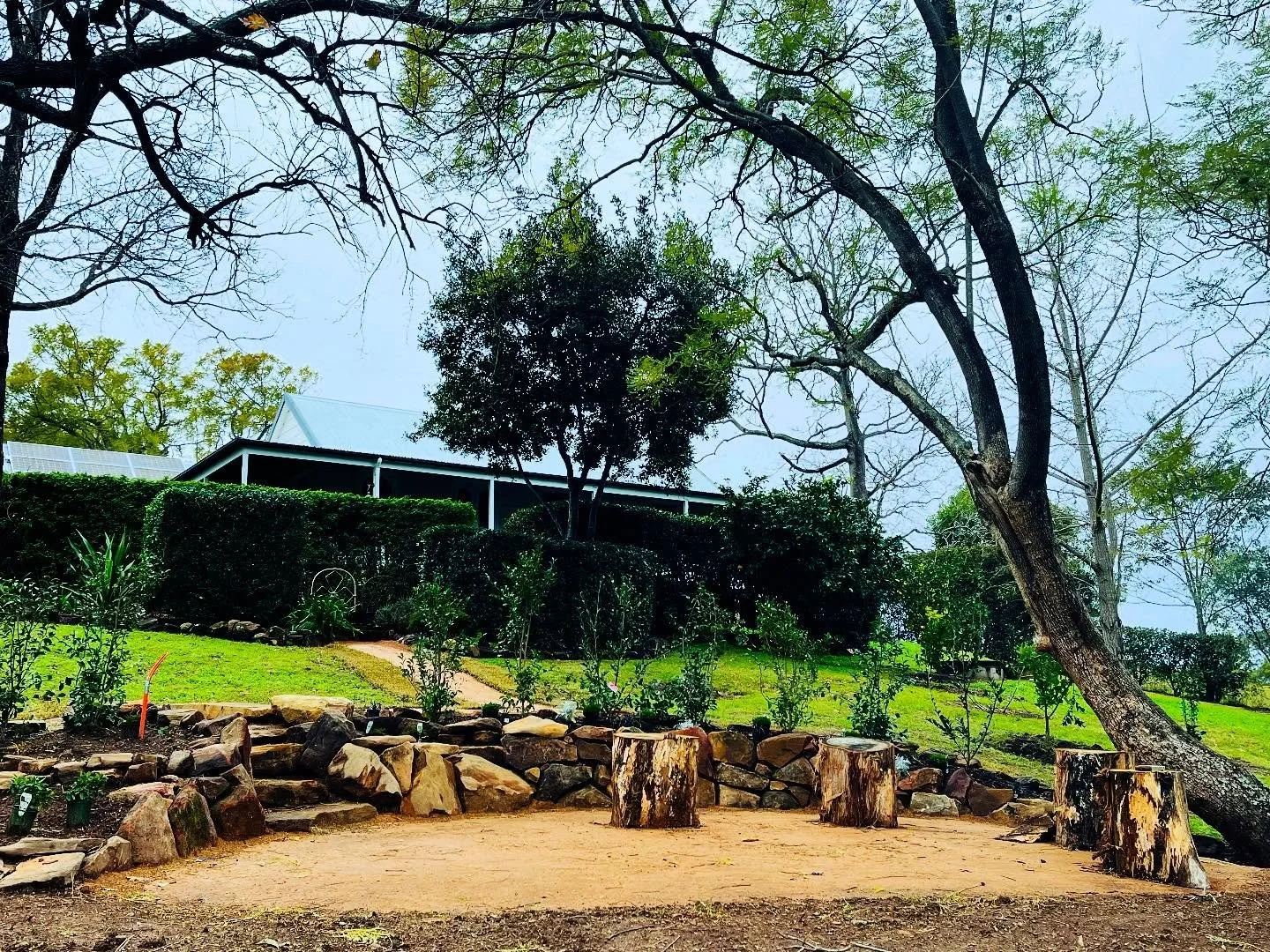The Fire Pit is almost there. Thanks to @crm_landscapes for a brilliant job - it&rsquo;s always a joy to work with you. We just need that camellia hedge to grow and find a fire pit that suits the space! 

@historicstays 
@kurrajongnsw 
@hawkesburyblu