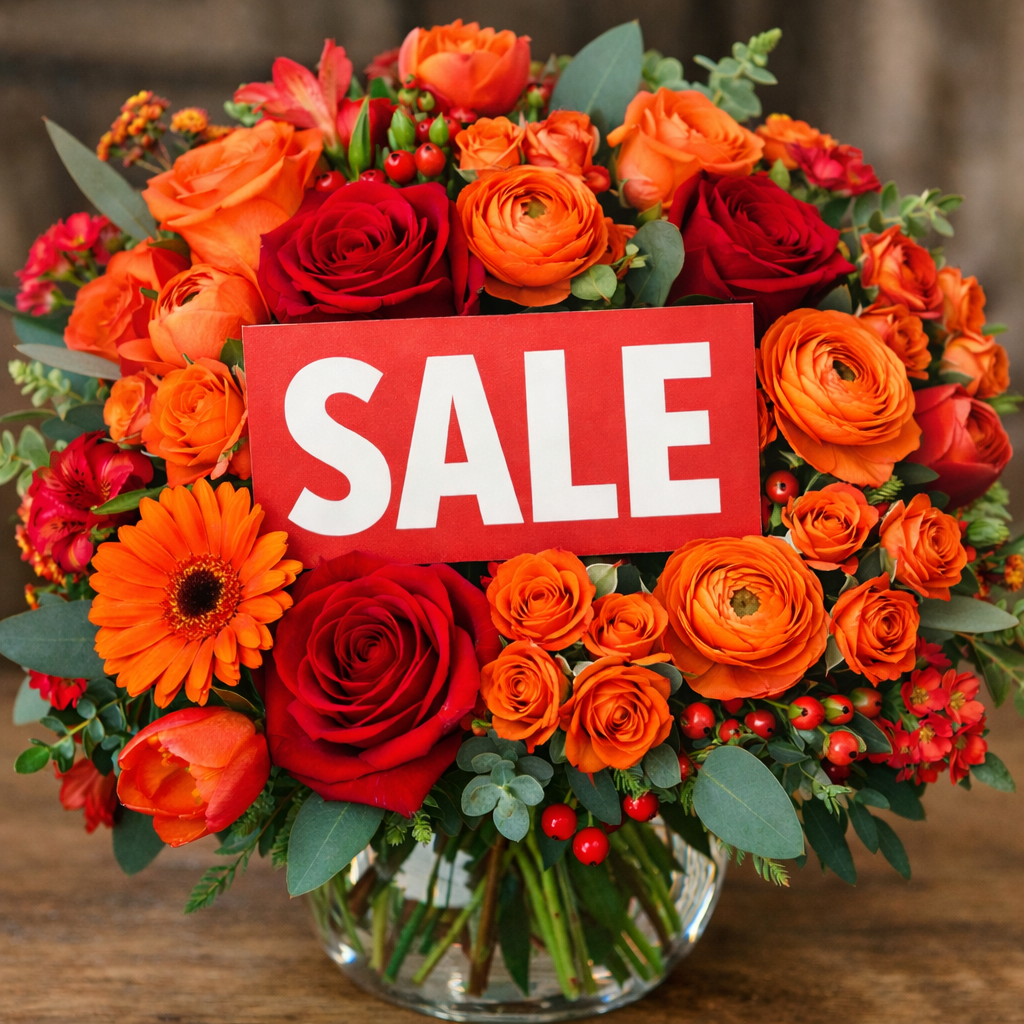 Vibrant flower bouquet with sale sign.png