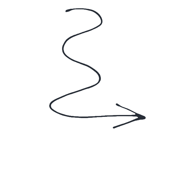 A black background with a white, hand-drawn, curly arrow pointing to the right.