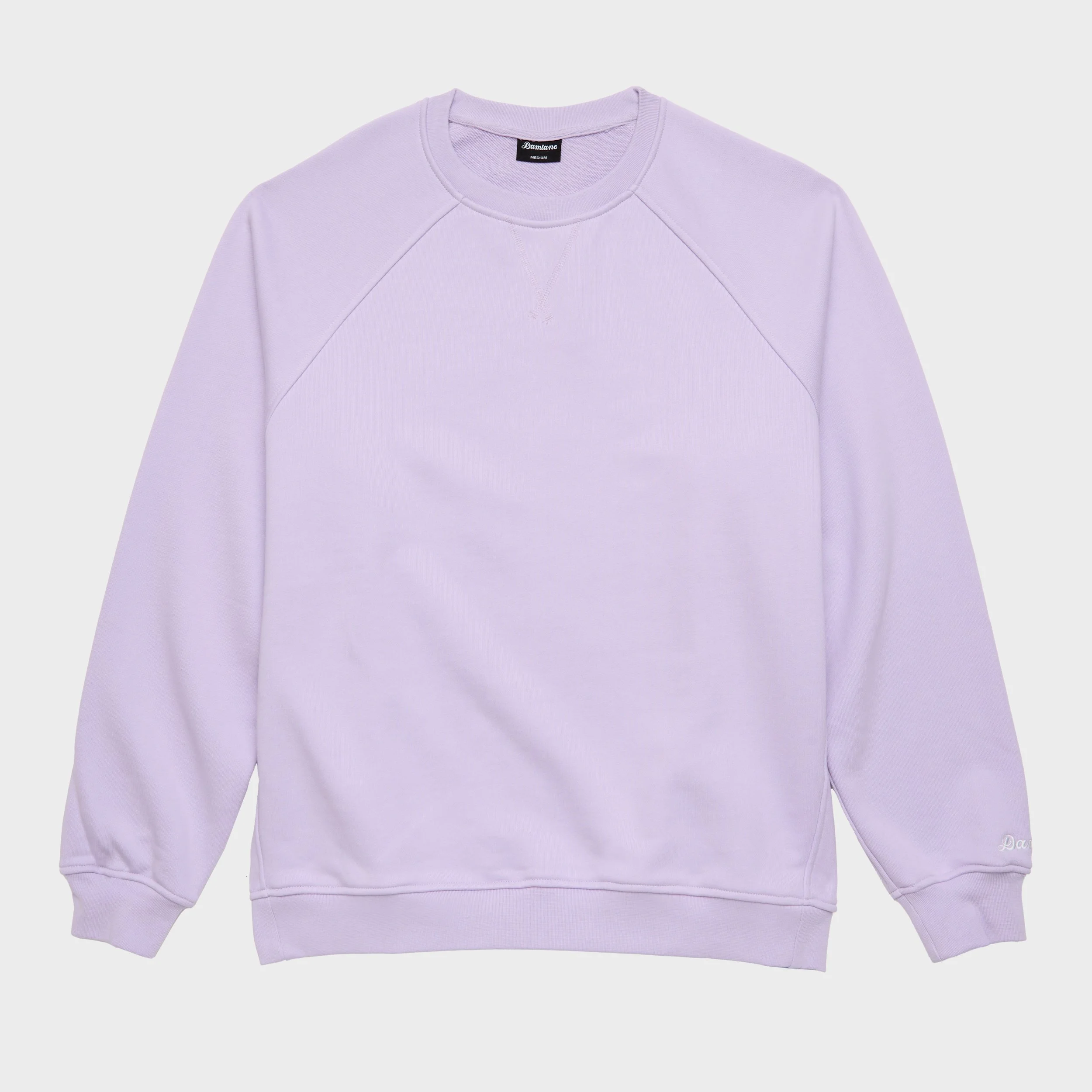 lavender boxy crewneck sweatshirt heavyweight high quality luxury streetwear cotton damiano