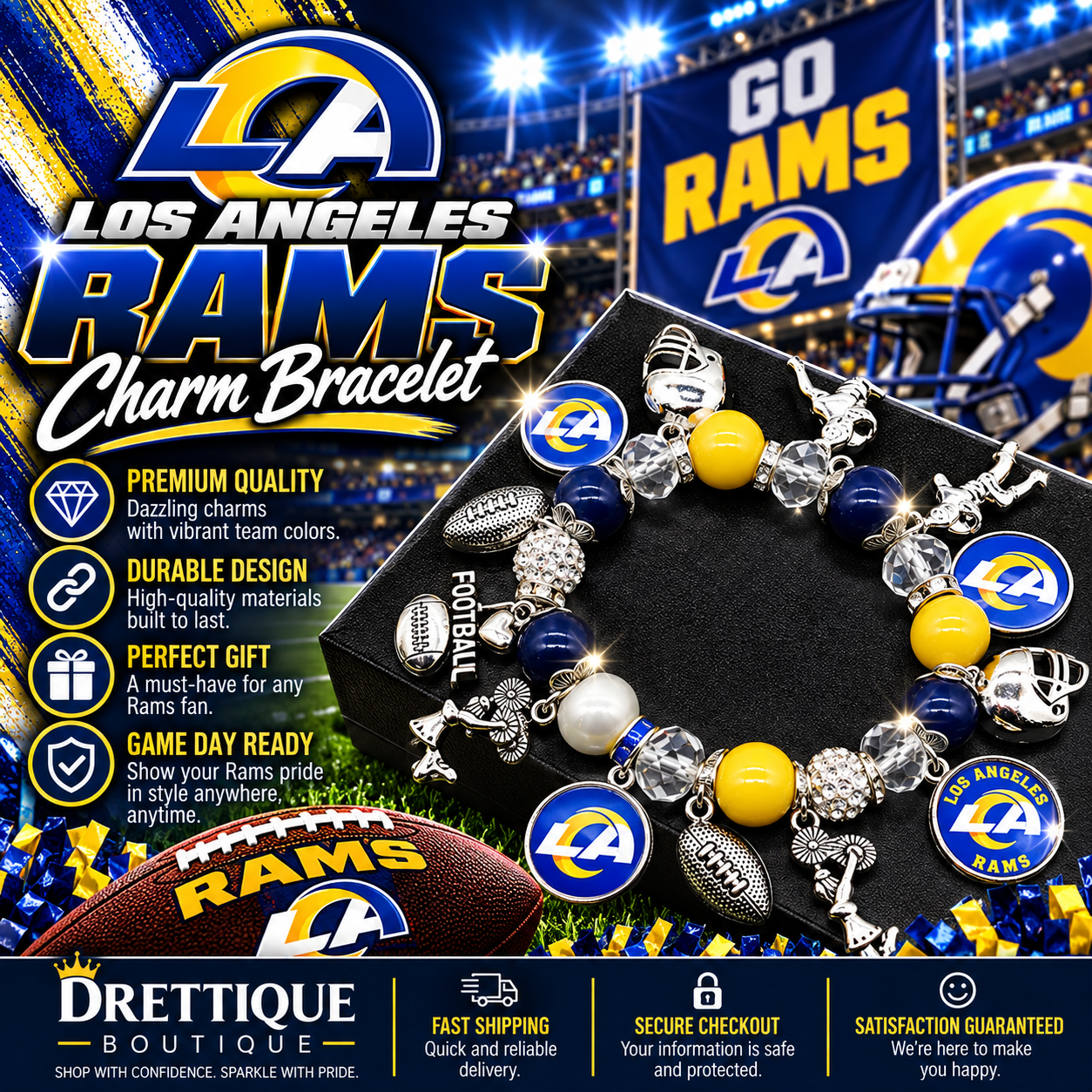 Los Angeles Rams Charm Bracelet
