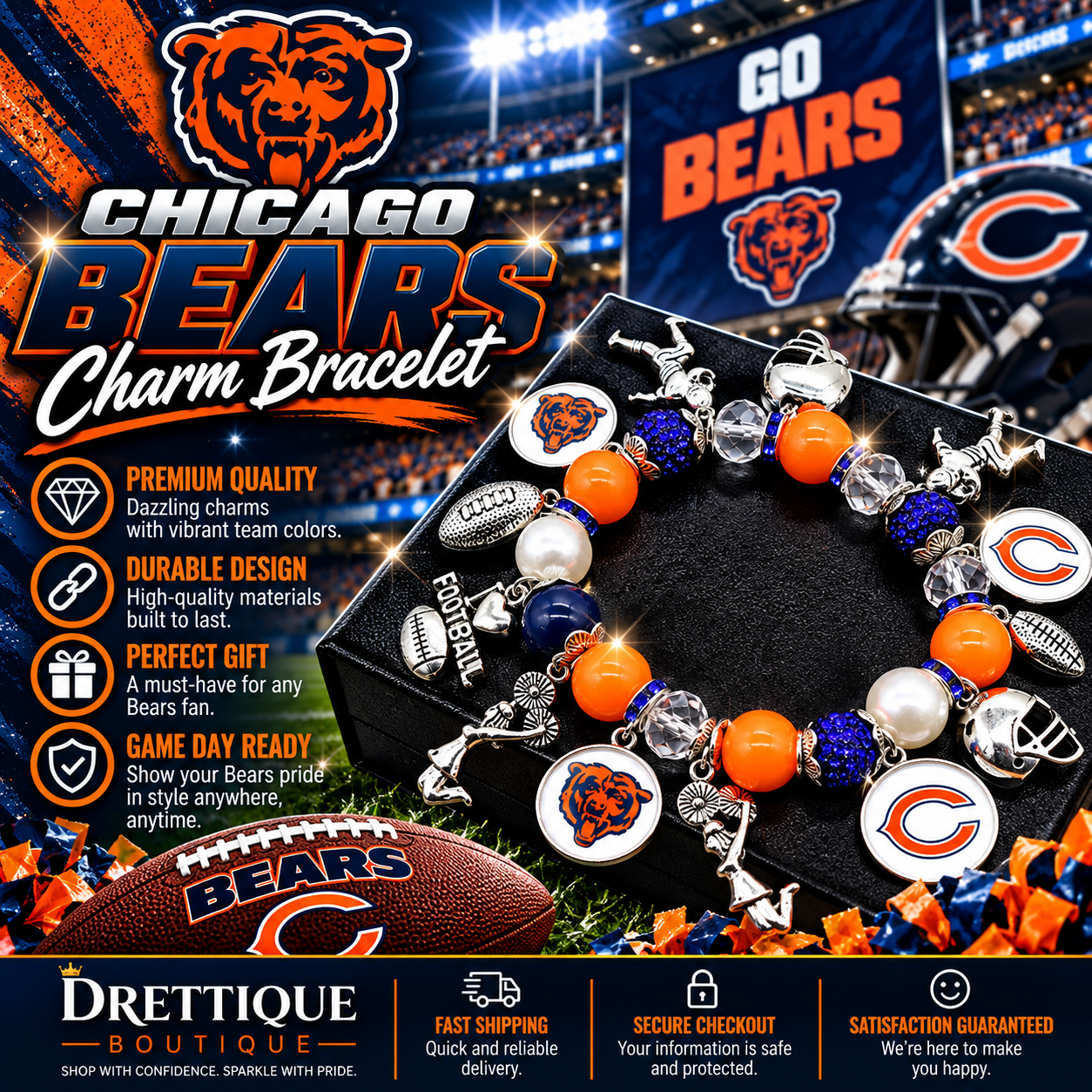 Chicago Bears Charm Bracelet