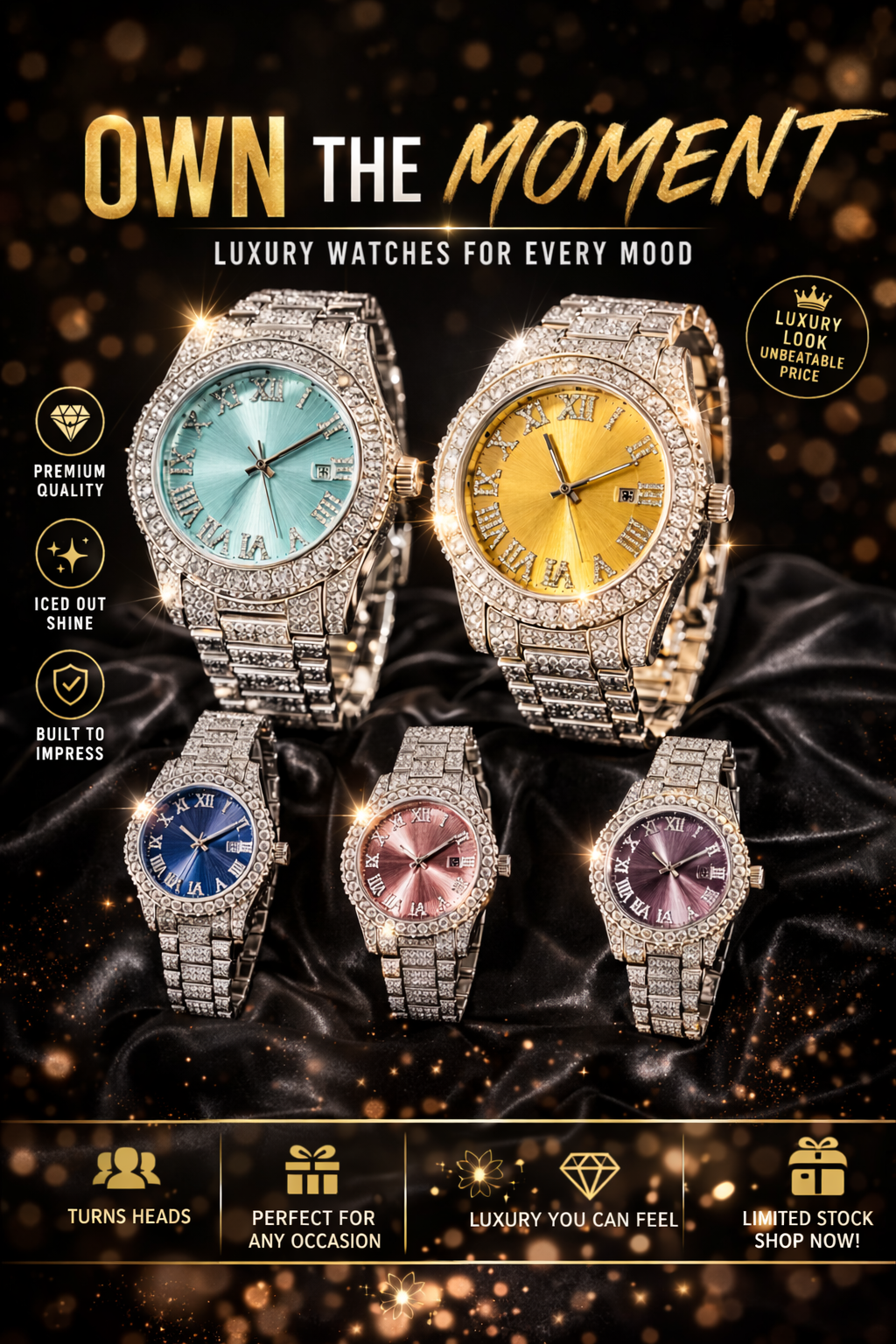 Fashionable Quartz Multi-Colored Unisex Diamond Watches