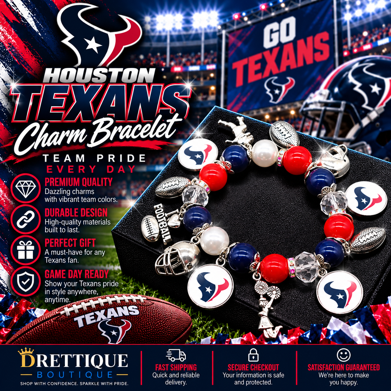 Houston Texans Charm Bracelet