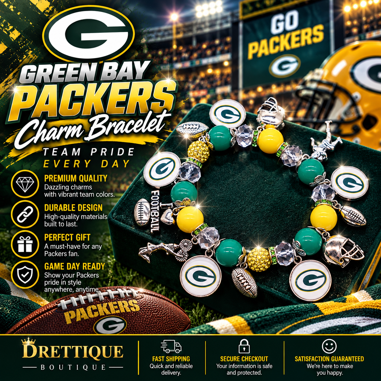 Green Bay Packers Charm Bracelet