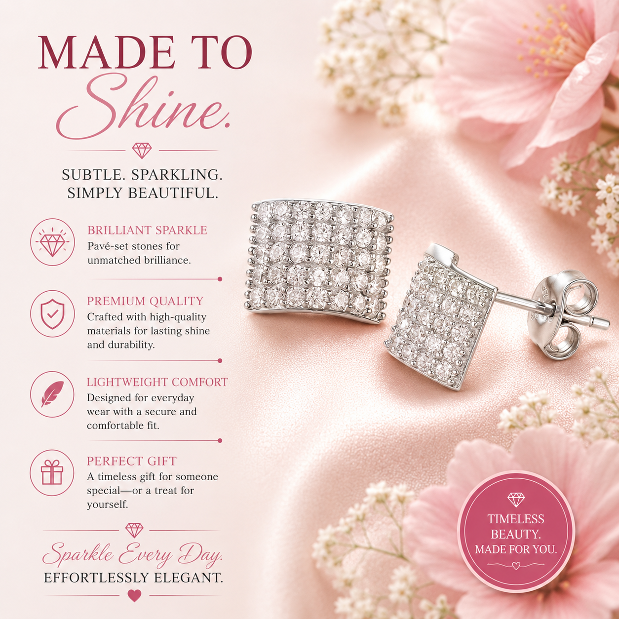 Sterling Silver Multi-Layered Diamond Earrings