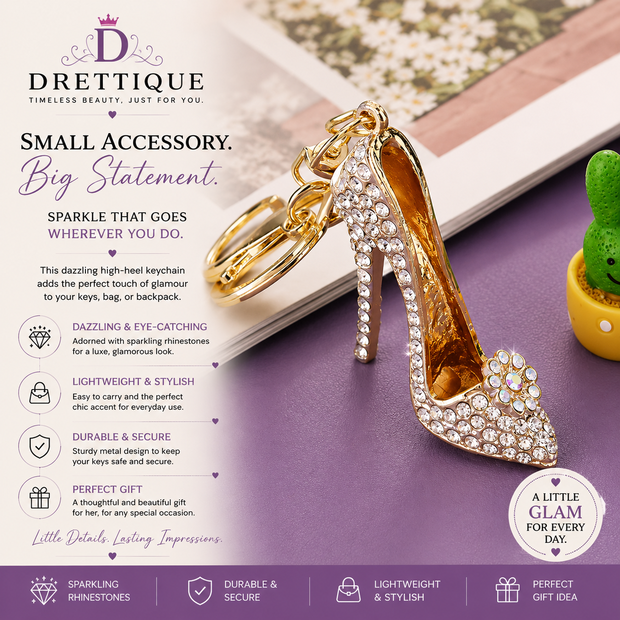FREE GIFT WITH PURCHASE!! Women's Cinderella Style High Heel Shoe Keychain Pendant