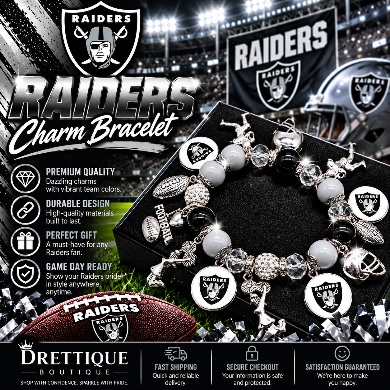 Las Vegas Raiders Charm Bracelet