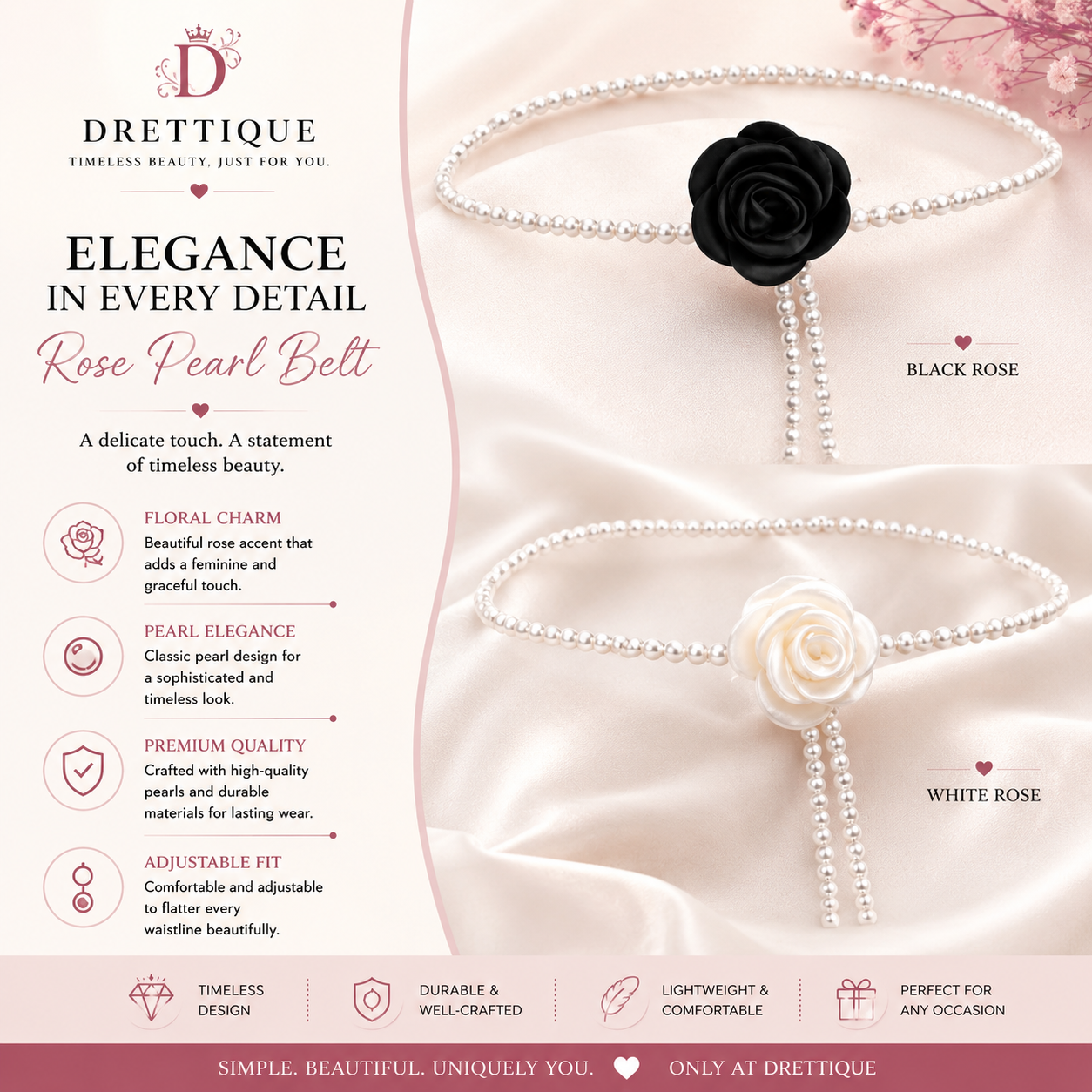 Women's Floral Pearl Chain/Belt