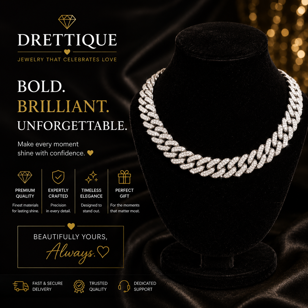 20MM Moissanite Cuban Link 22" Chain Necklace