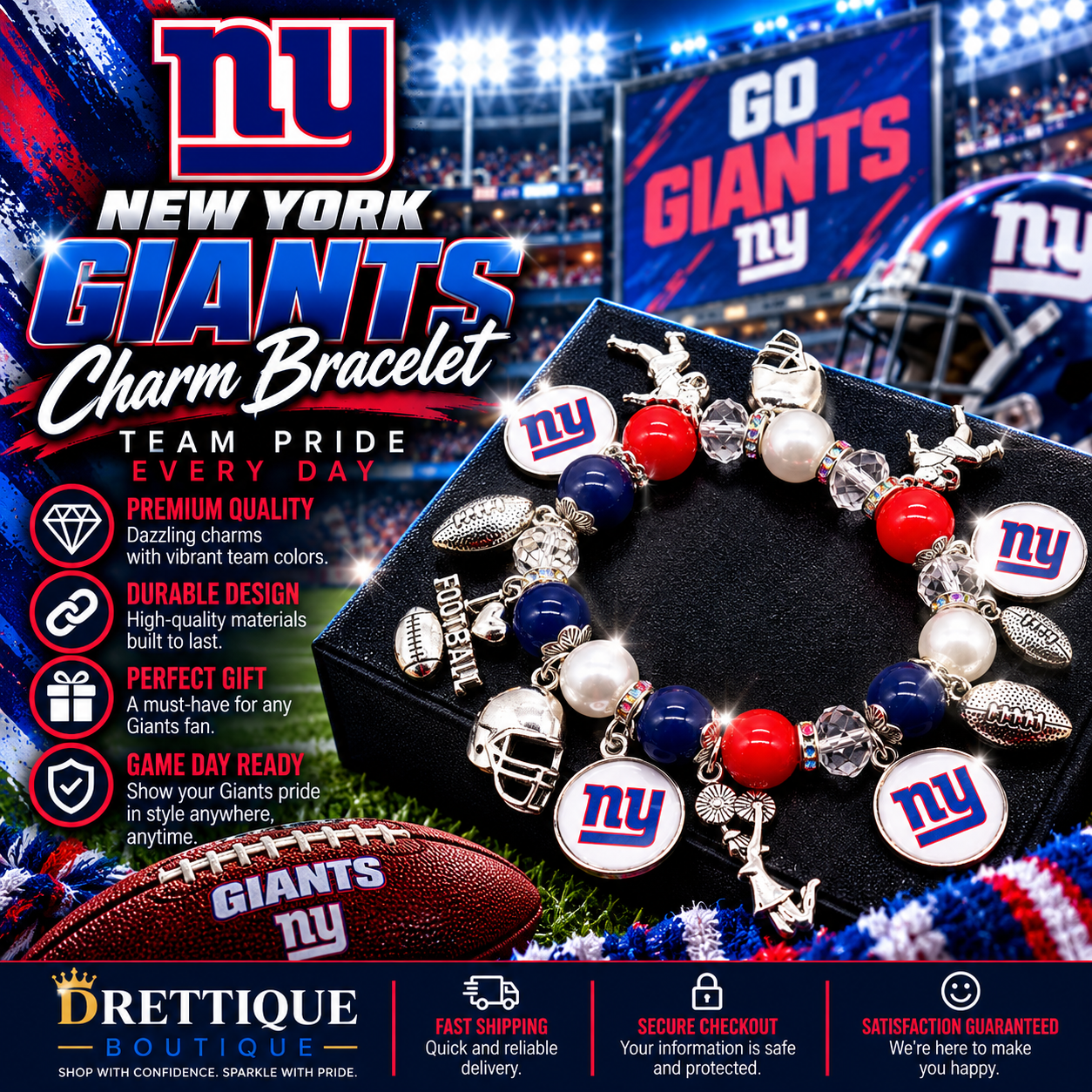New York Giants Charm Bracelet