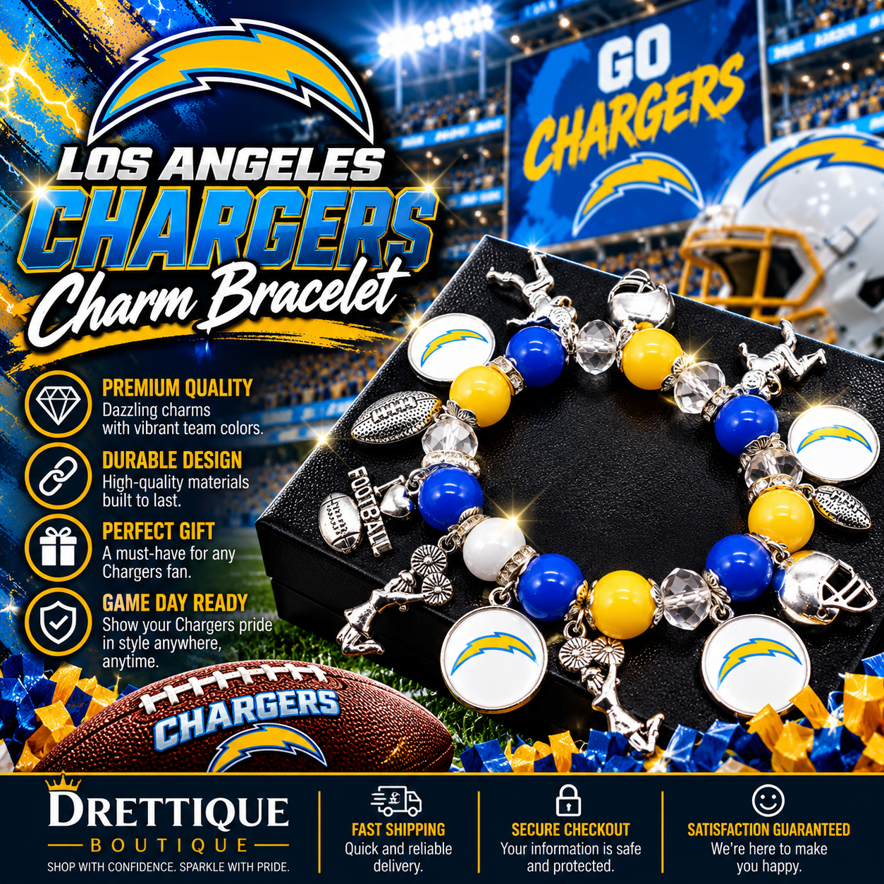 Los Angeles Chargers Bracelet Charm