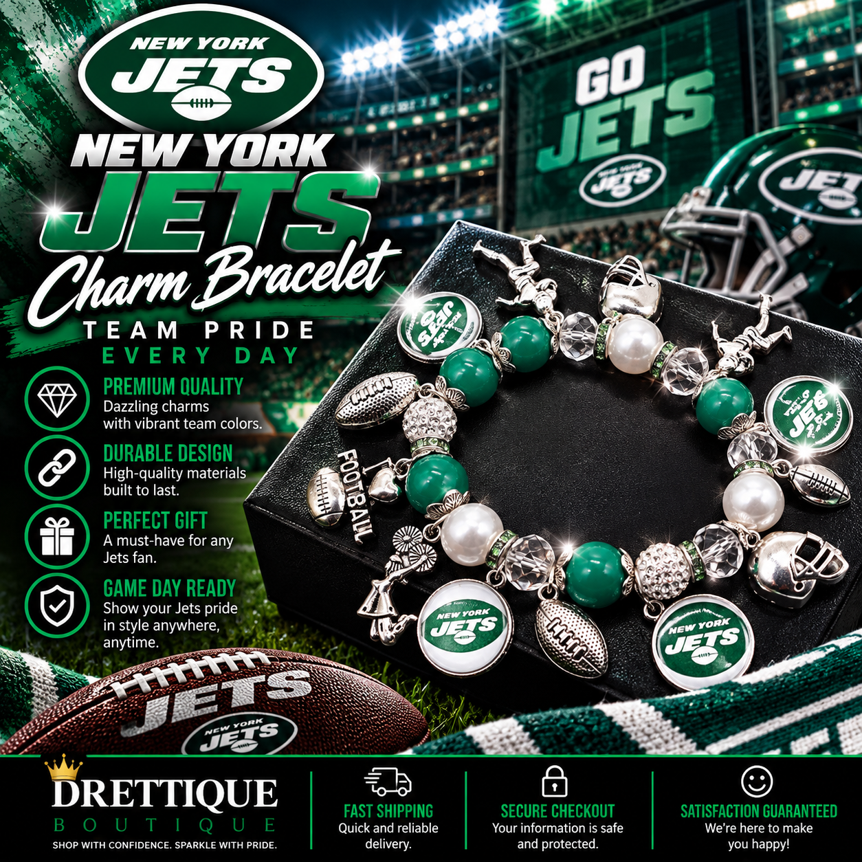 New York Jets Charm Bracelet