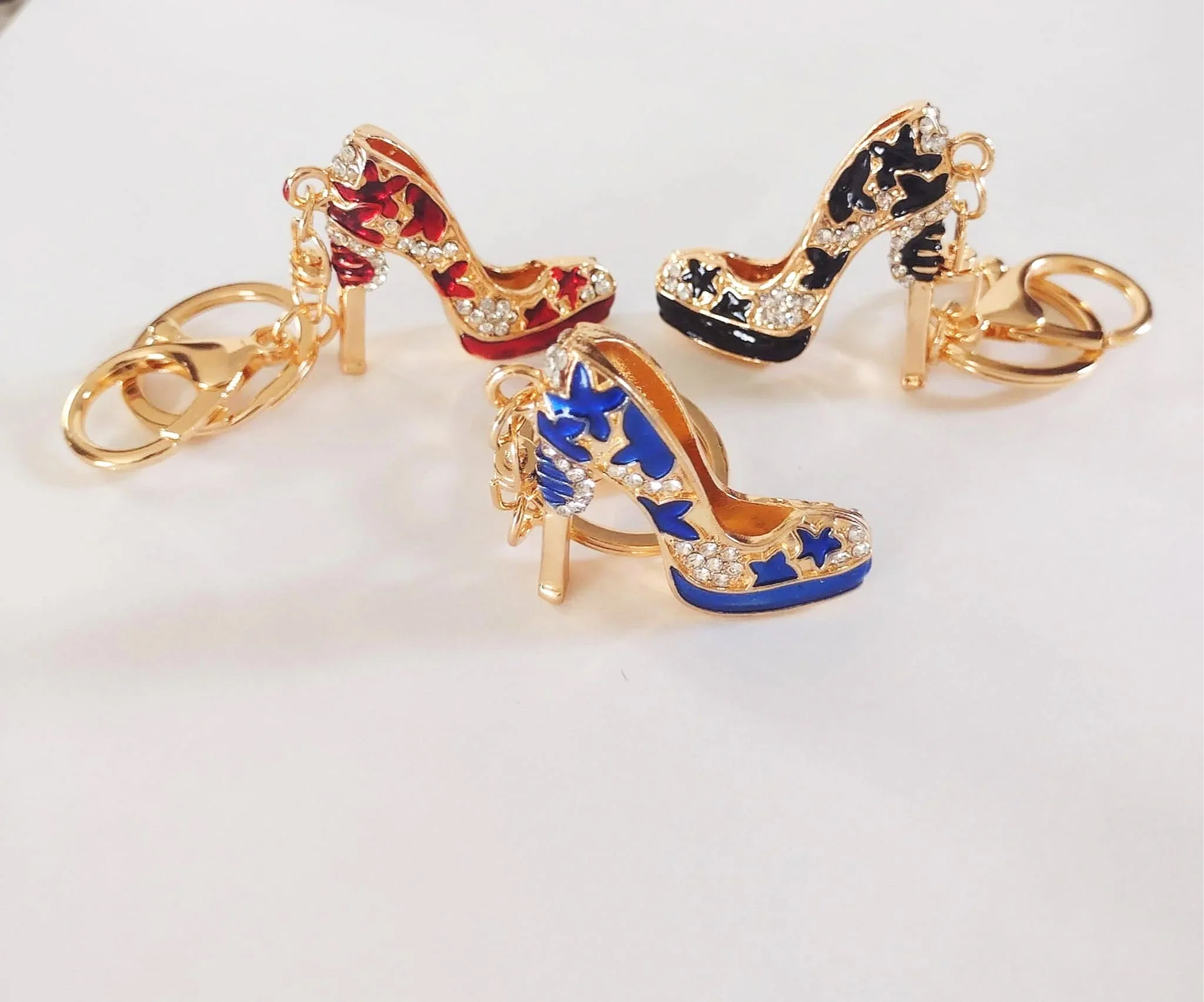 FREE GIFT WITH PURCHASE!! Women's High Heel Shoe with a Pattern Design and Stones Keychain Pendant