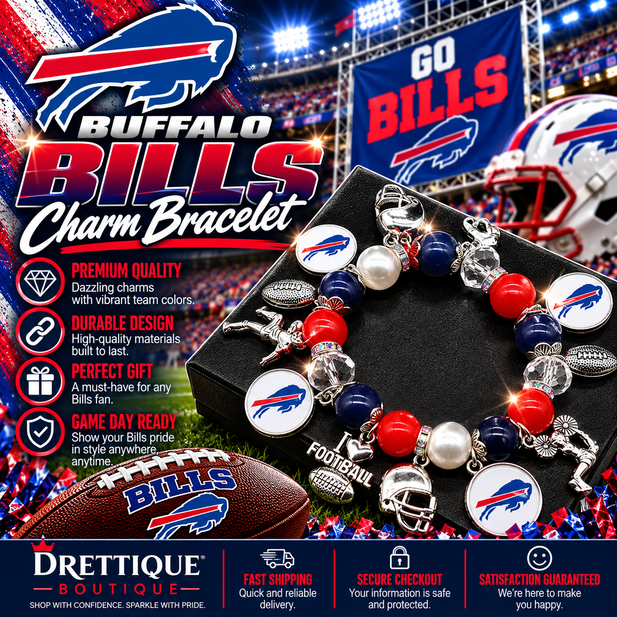 Buffalo Bills Charm Bracelet