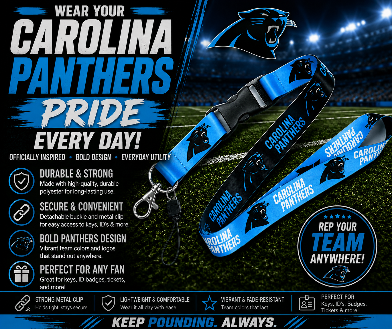 North Carolina Panthers Lanyard