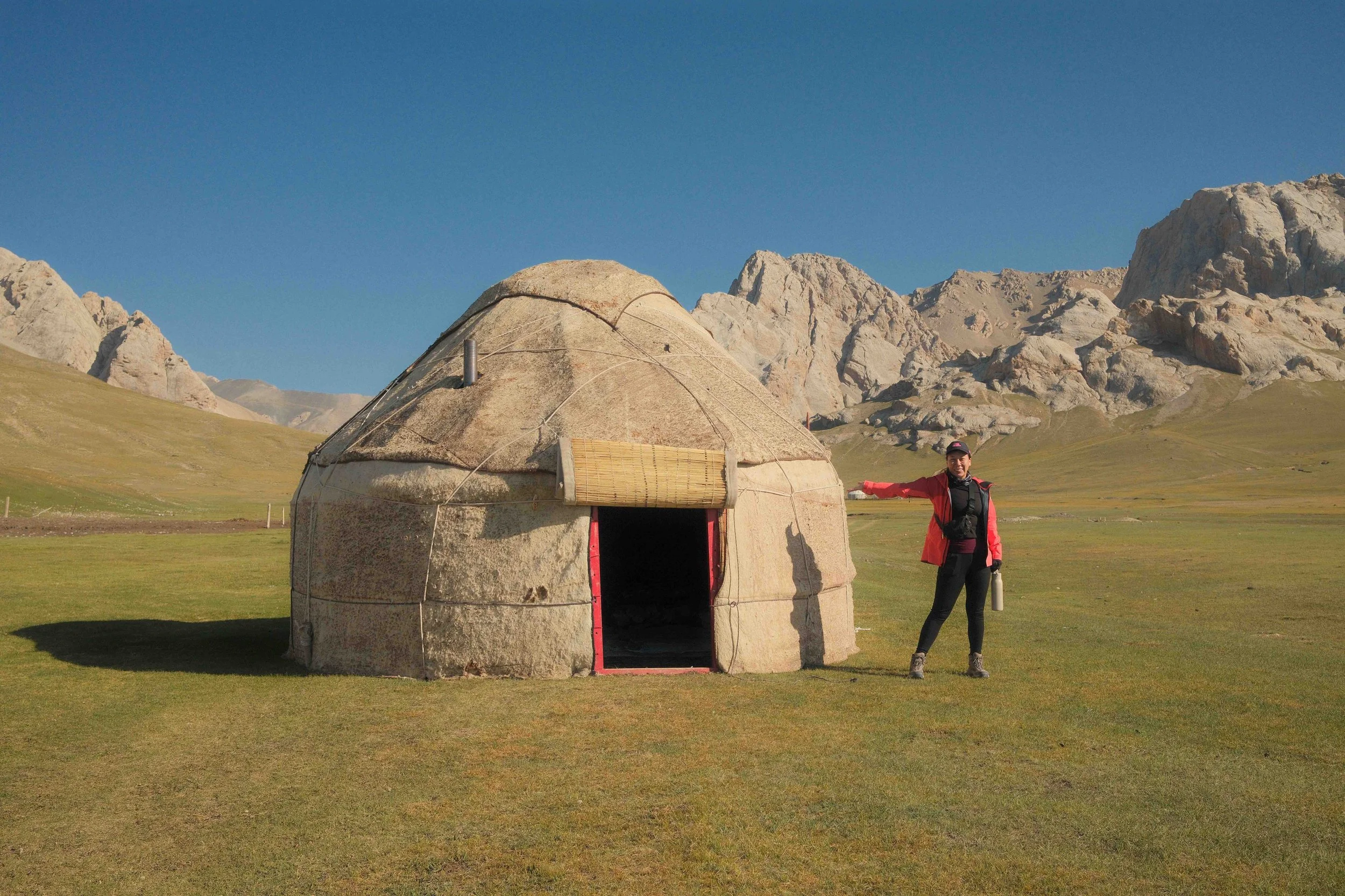 Traditional Kyrgyz yurt in mountain pasture