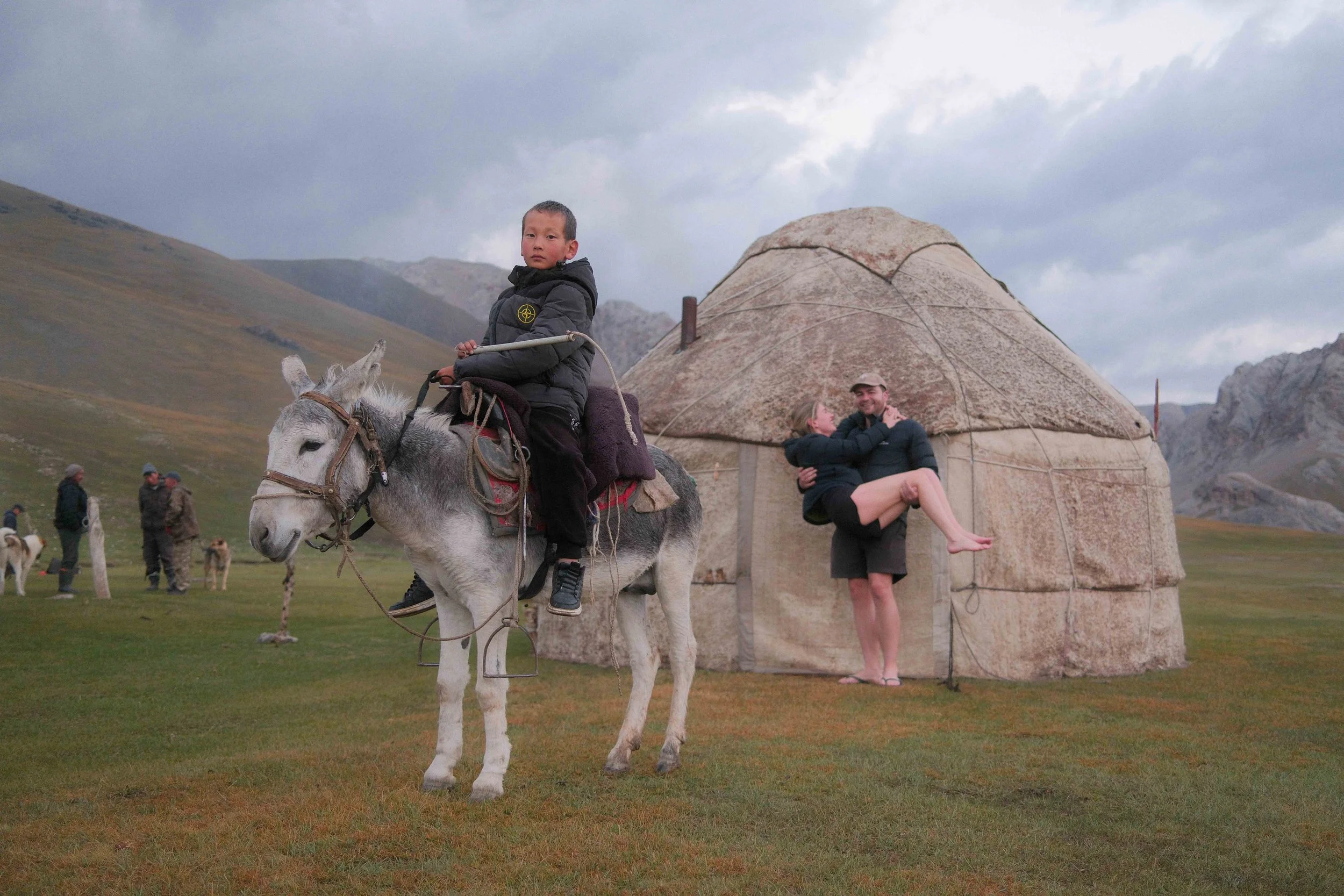 Traditional Kyrgyz yurt outside in the mountains