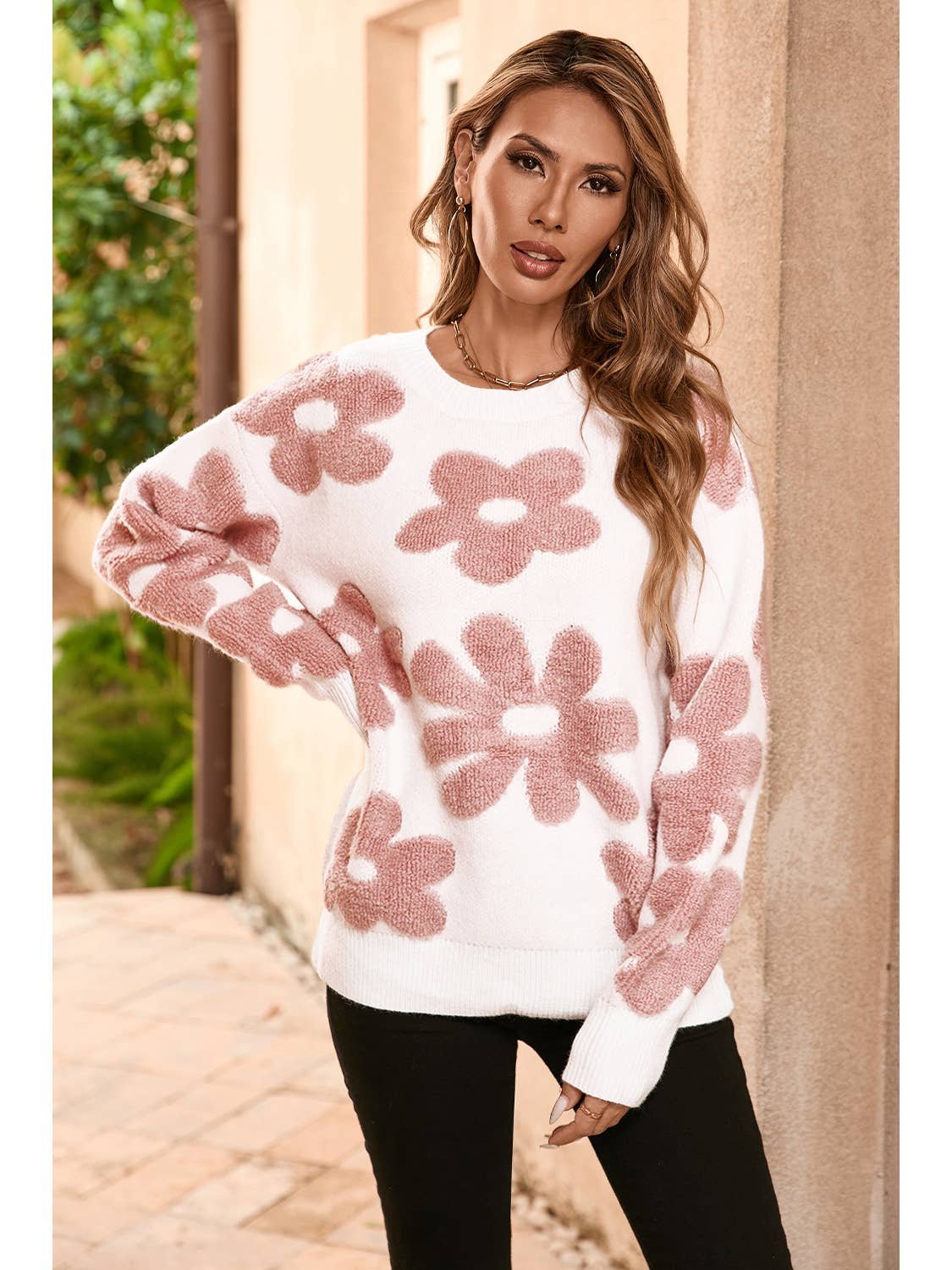 Floral Slouch Sweater