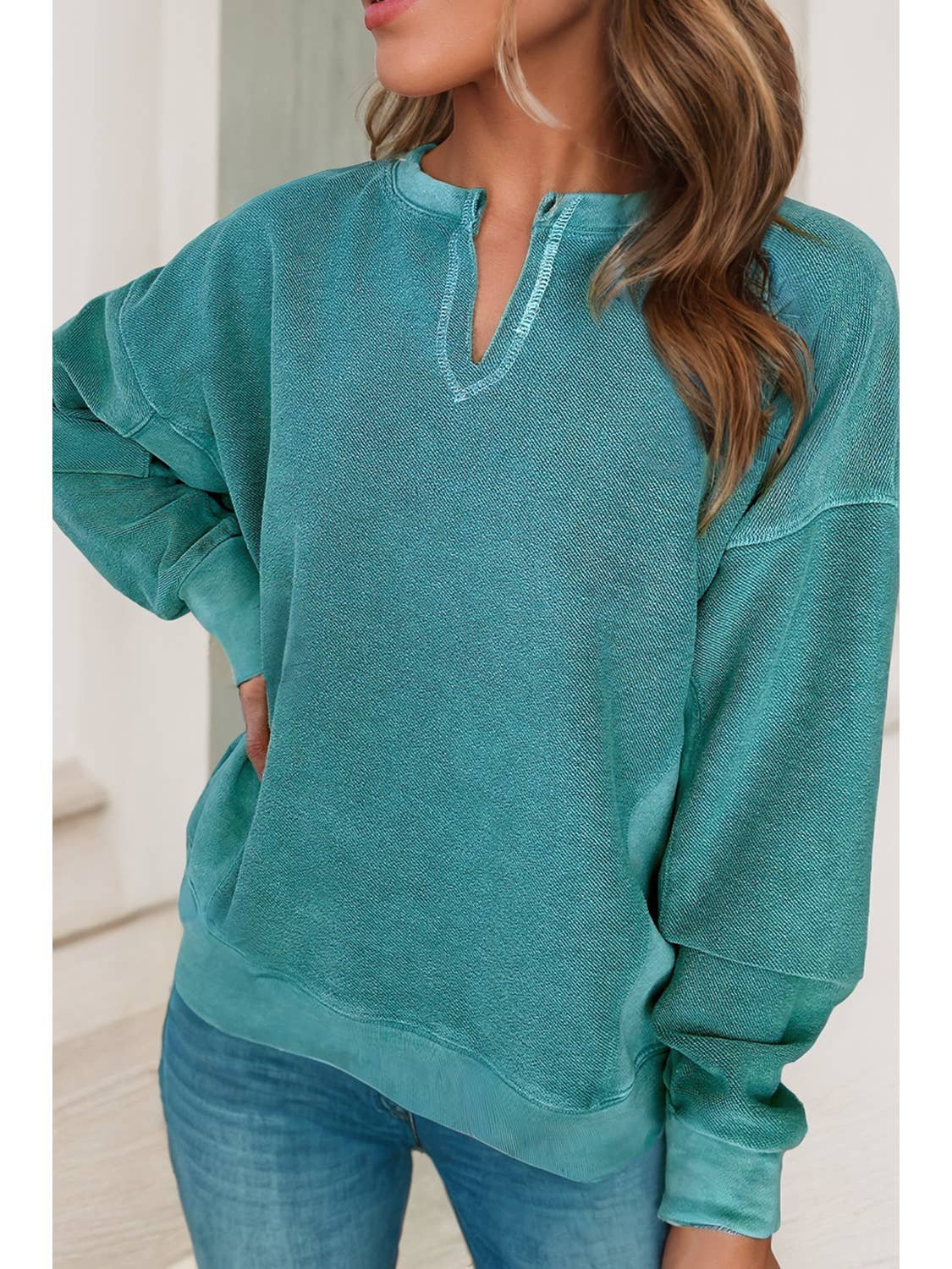 Chic Ease V-Neck Sweatshirt
