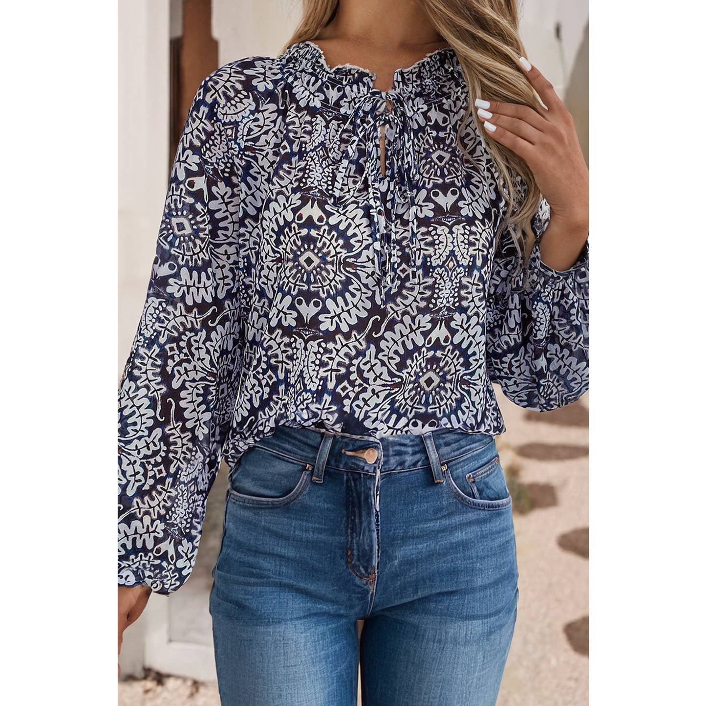 Bohemian Bliss Frill Neck Blouse