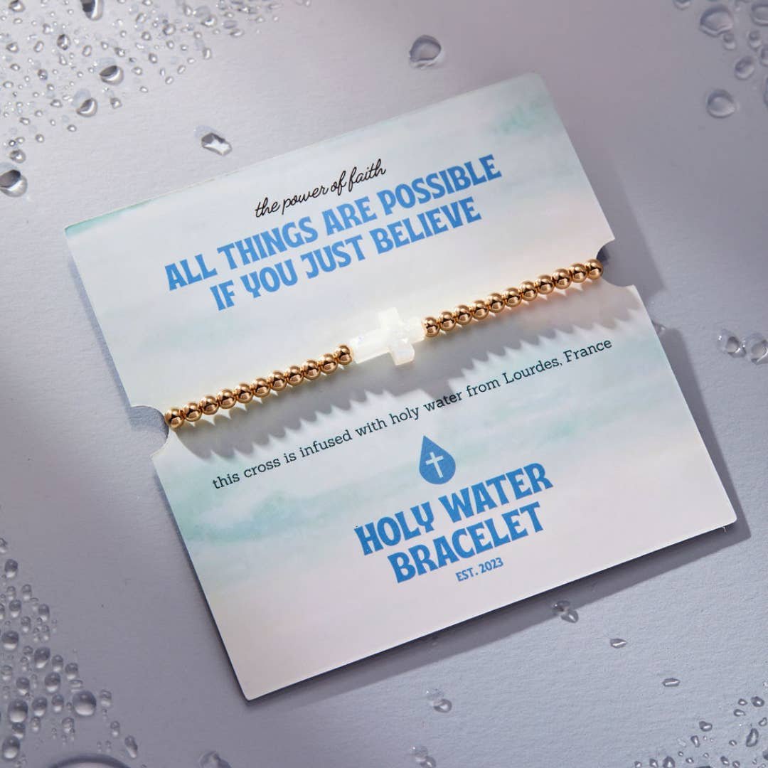 Holy Water Cross Bracelet in Gold